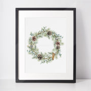 Plakat świąteczny Winter 30x40 cm wianek z szyszkami