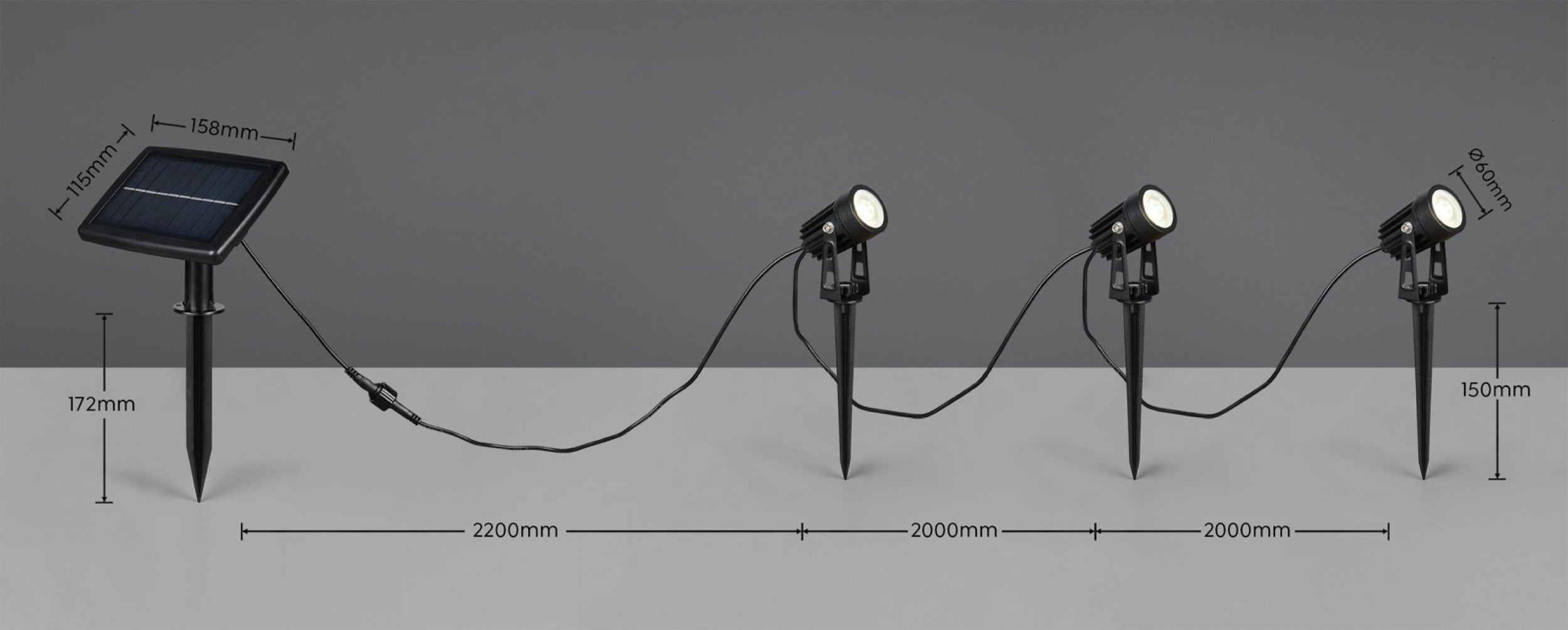 Lampy ogrodowe Obidos LED solarne czarne