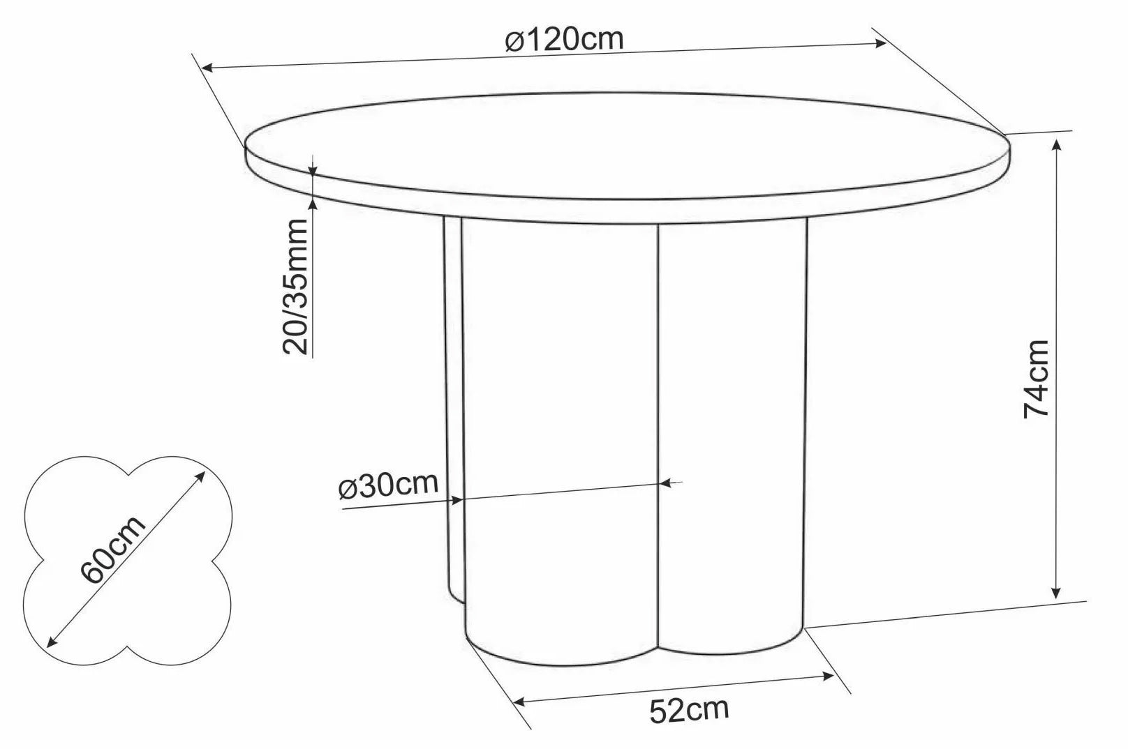 Stół do jadalni Rosalia okrągły 120 cm jasnoszary mikrocement
