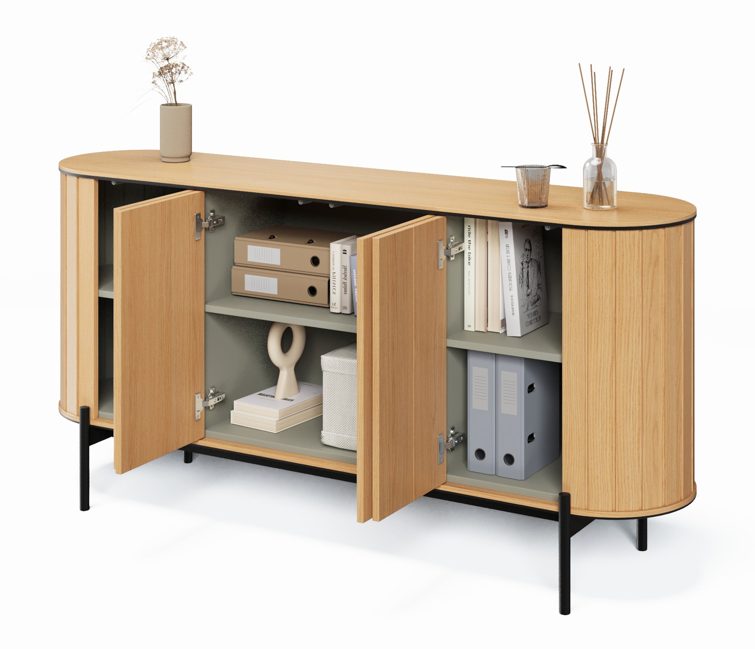 Komoda czterodrzwiowa Rotto z ryflami 168 cm dąb vincenza