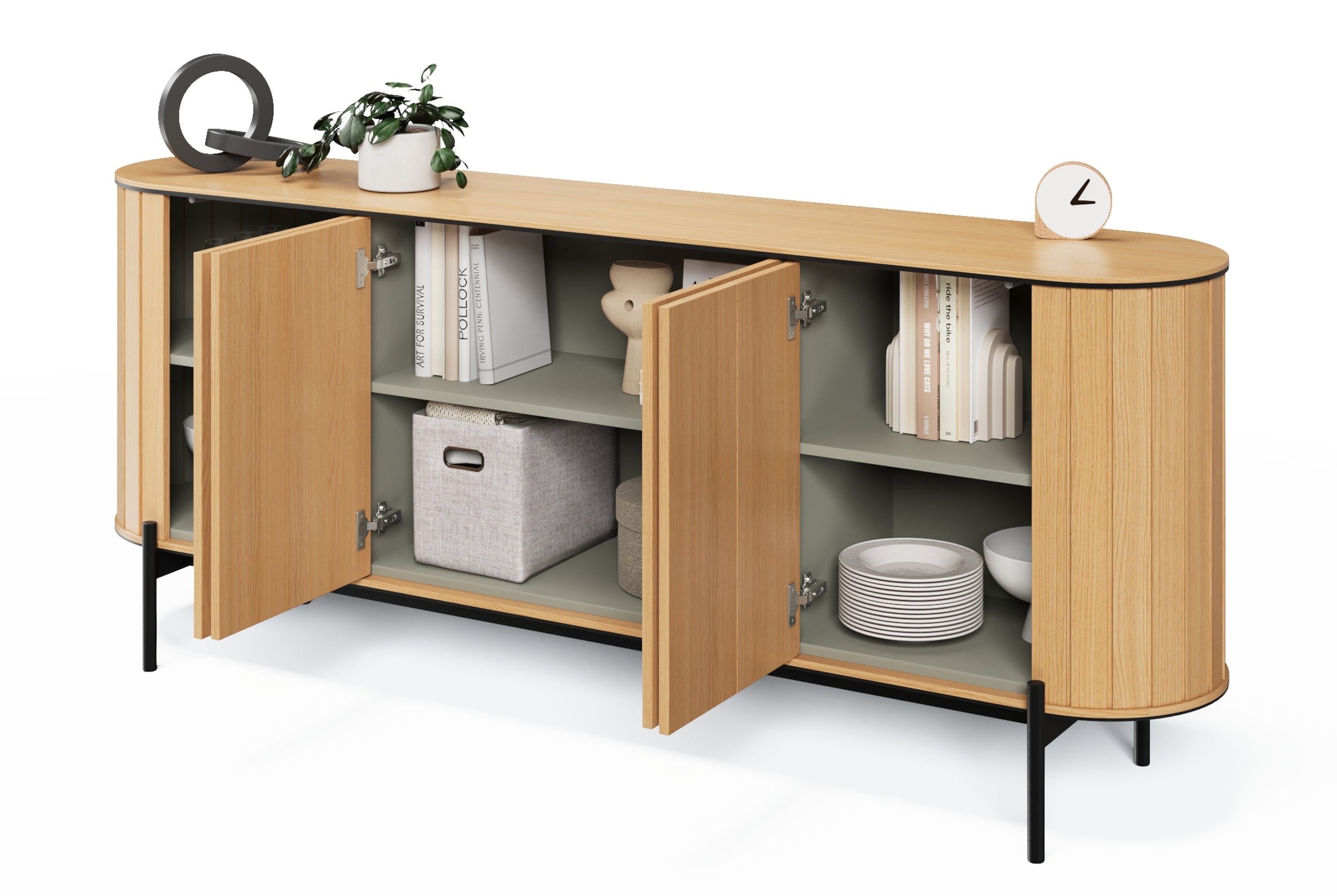 Komoda czterodrzwiowa Rotto z ryflami 200 cm dąb vincenza