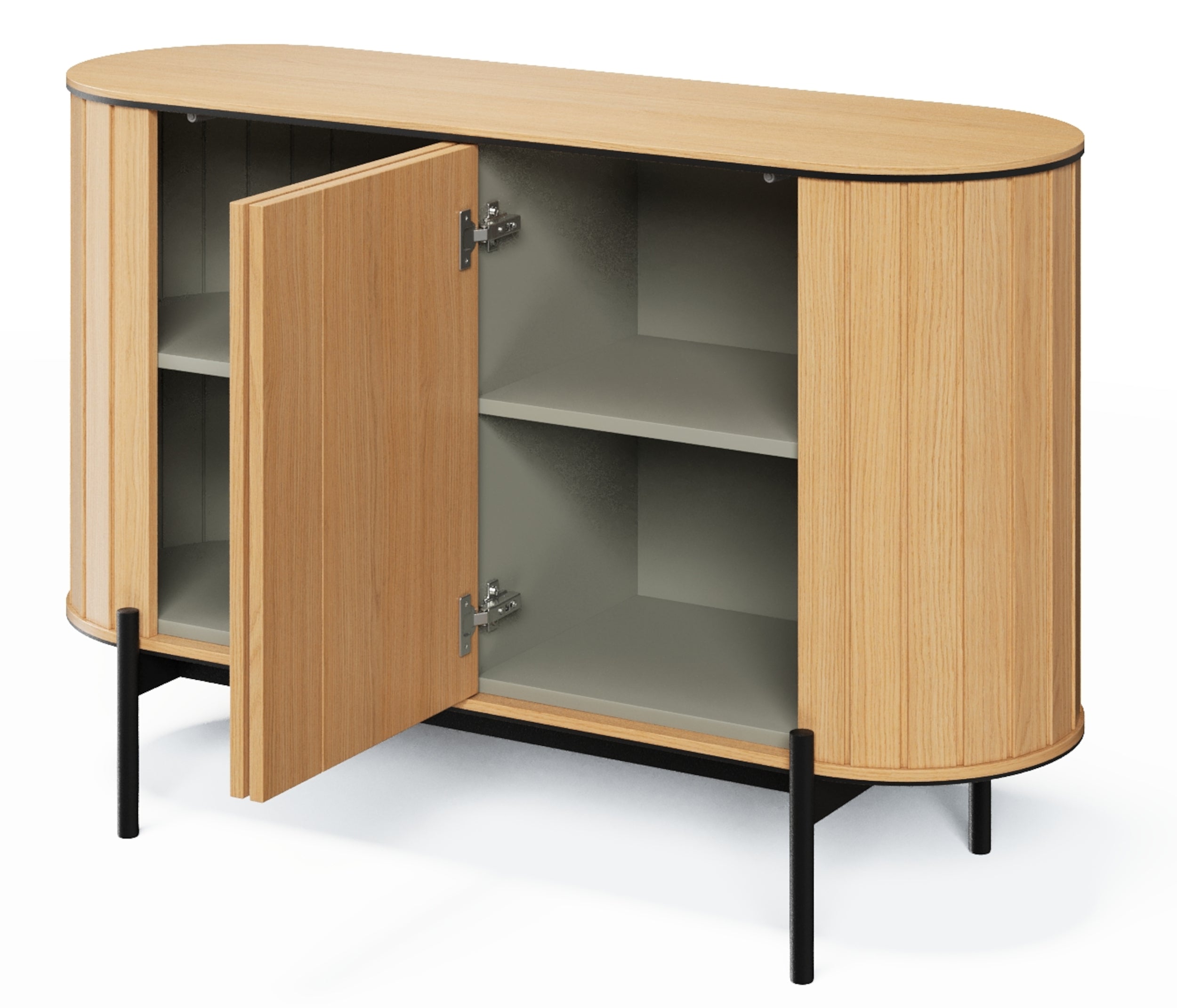 Komoda dwudrzwiowa Rotto niska z ryflami 124 cm dąb vincenza
