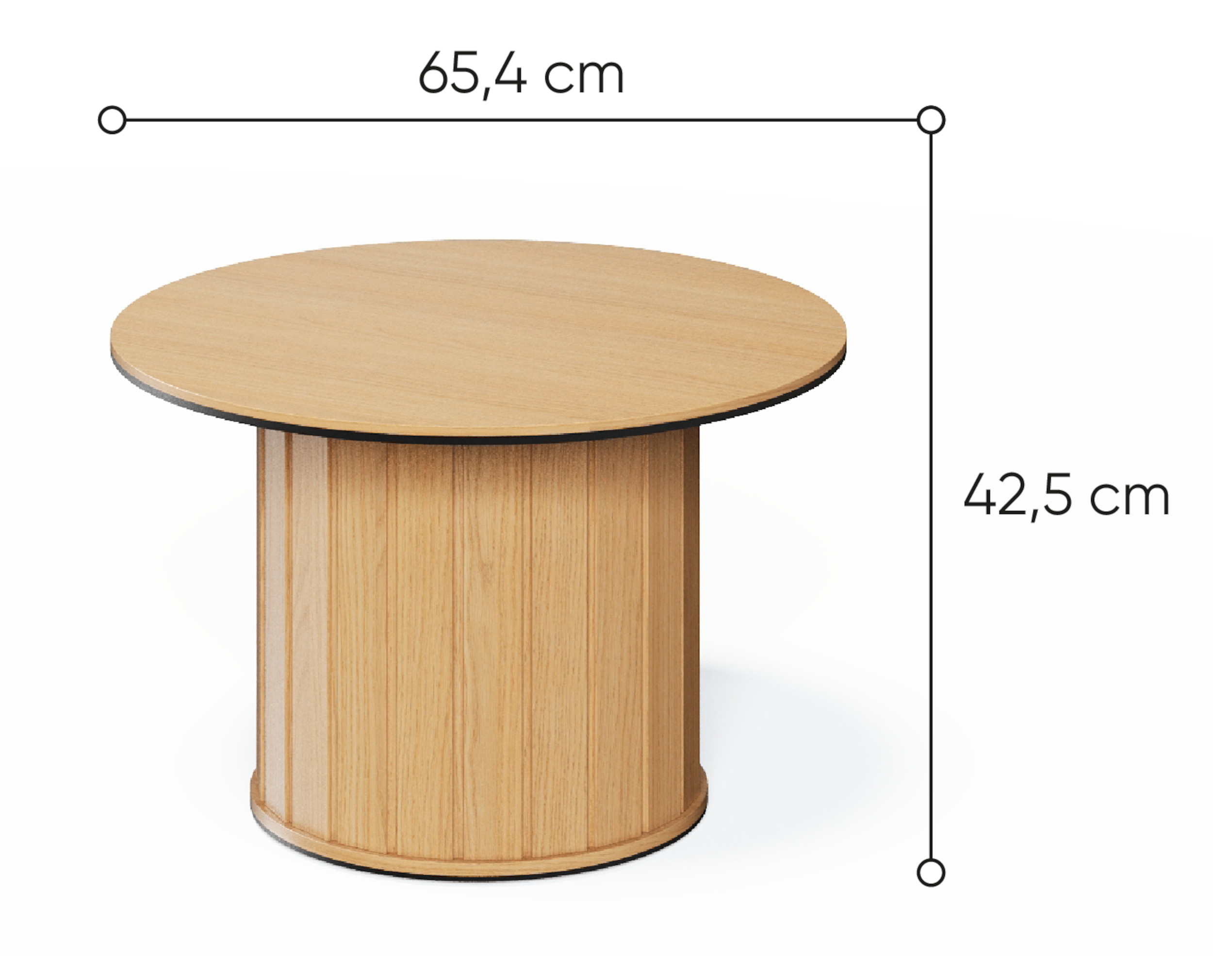 Stolik kawowy Rotto z ryflami okrągły 66 cm dąb vincenza
