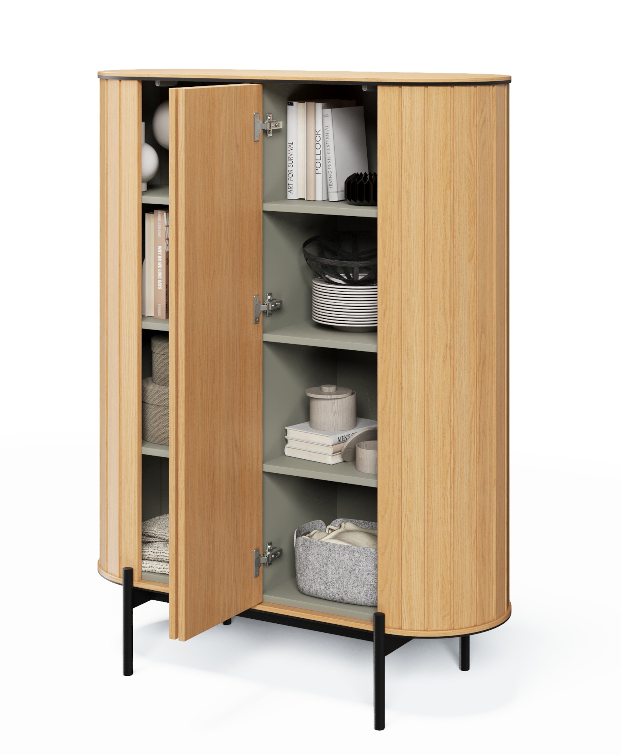 Komoda dwudrzwiowa Rotto wysoka z ryflami 107 cm dąb vincenza