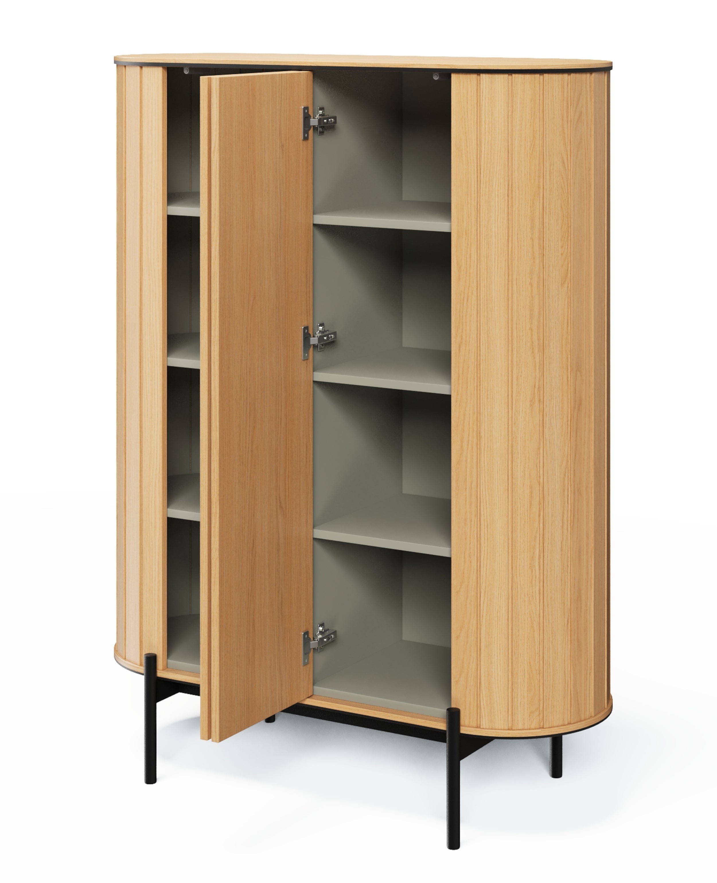 Komoda dwudrzwiowa Rotto wysoka z ryflami 107 cm dąb vincenza
