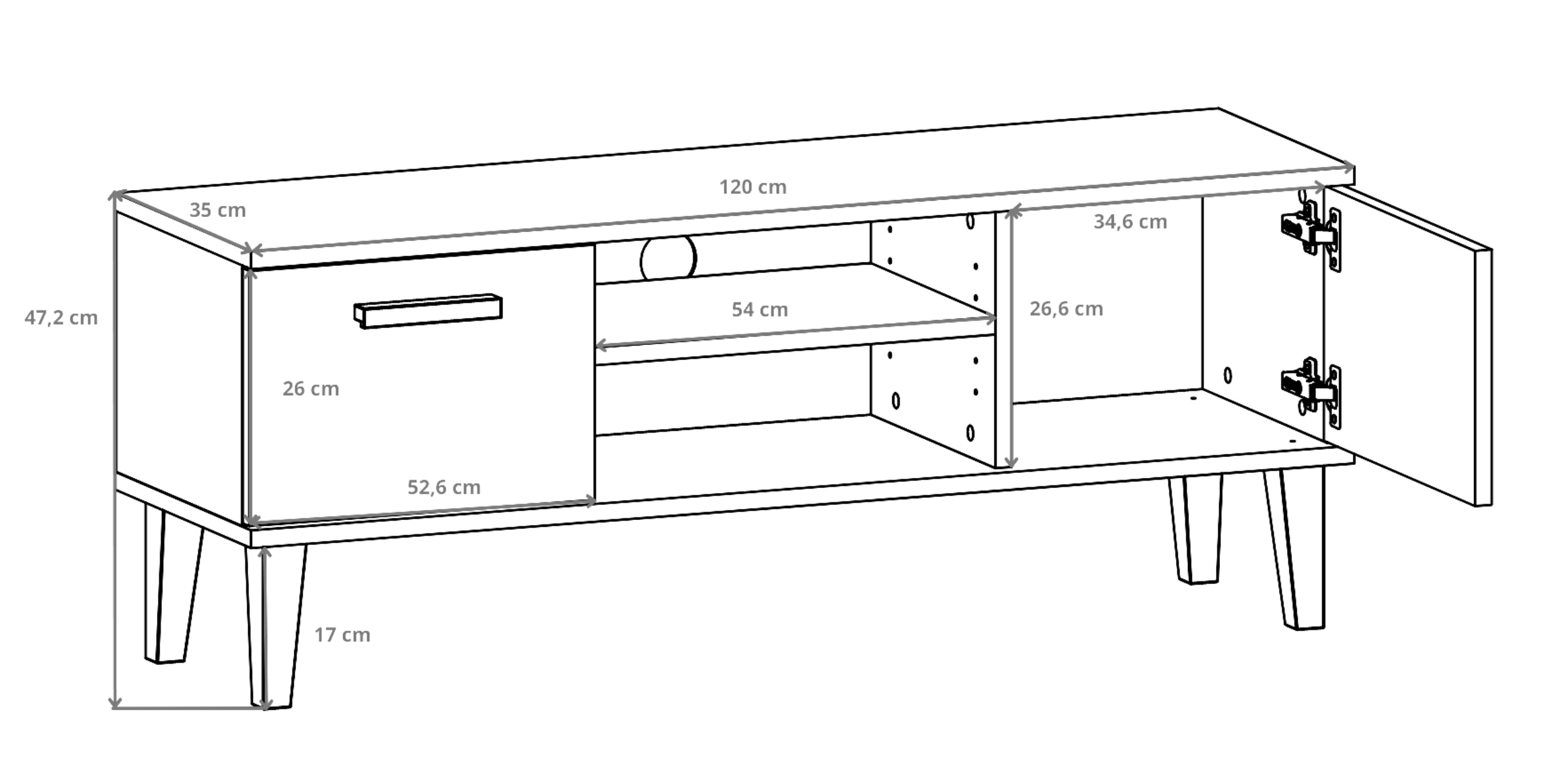 Szafka RTV Sakena 120 cm biała