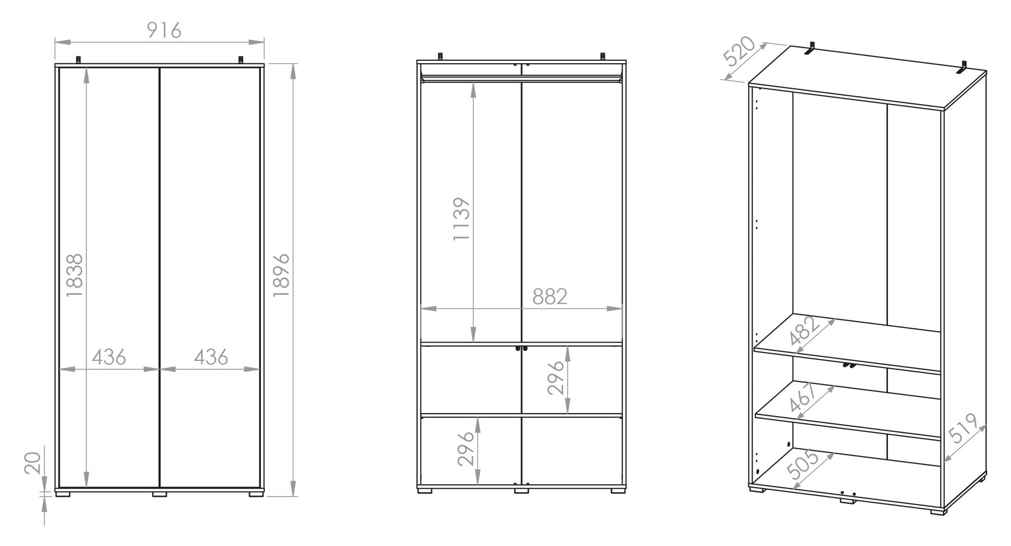 Szafa dwudrzwiowa Heggers 92 cm dąb mavelie