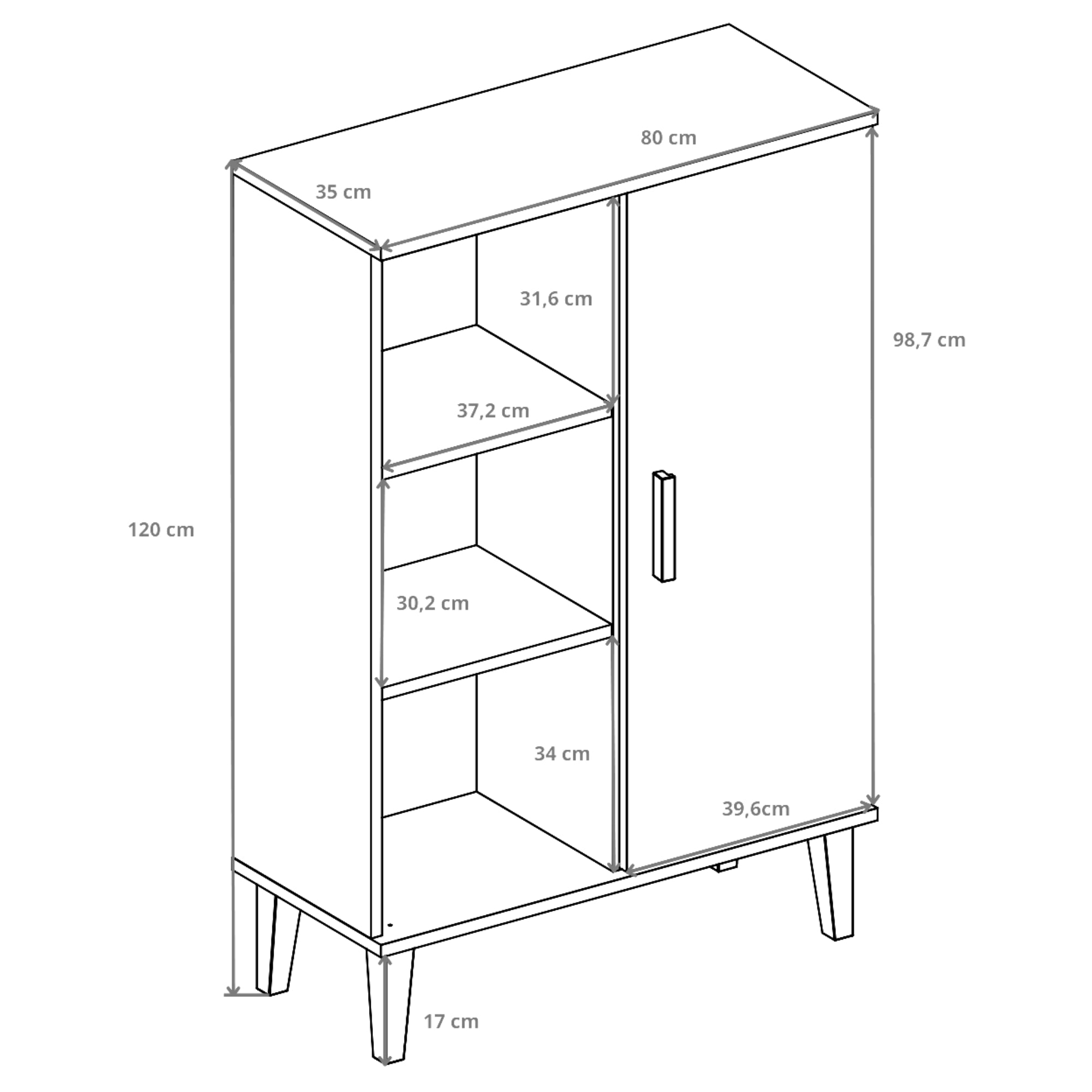 Regał zamykany Sakena szary