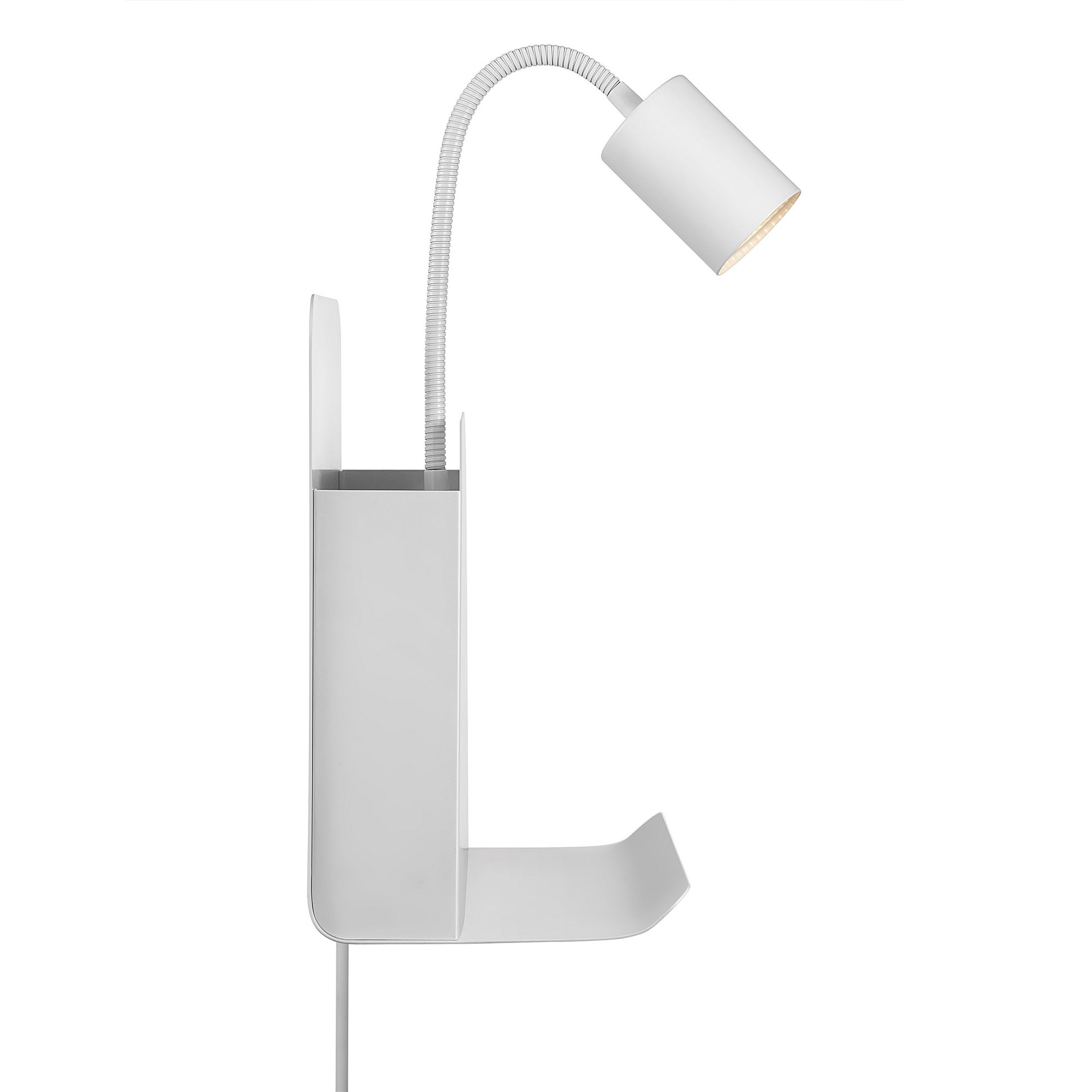 Kinkiet ścienny Roomi biały z półką i portem USB