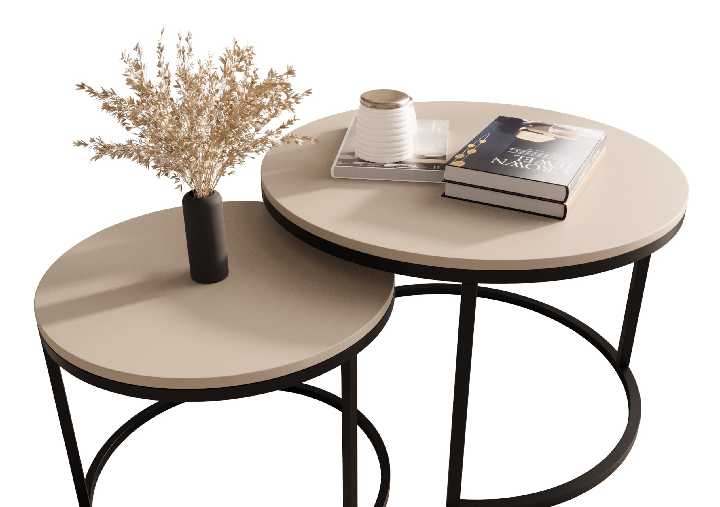 Zestaw dwóch stolików kawowych Sabello okrągłe 70 i 50 cm Kaszmir