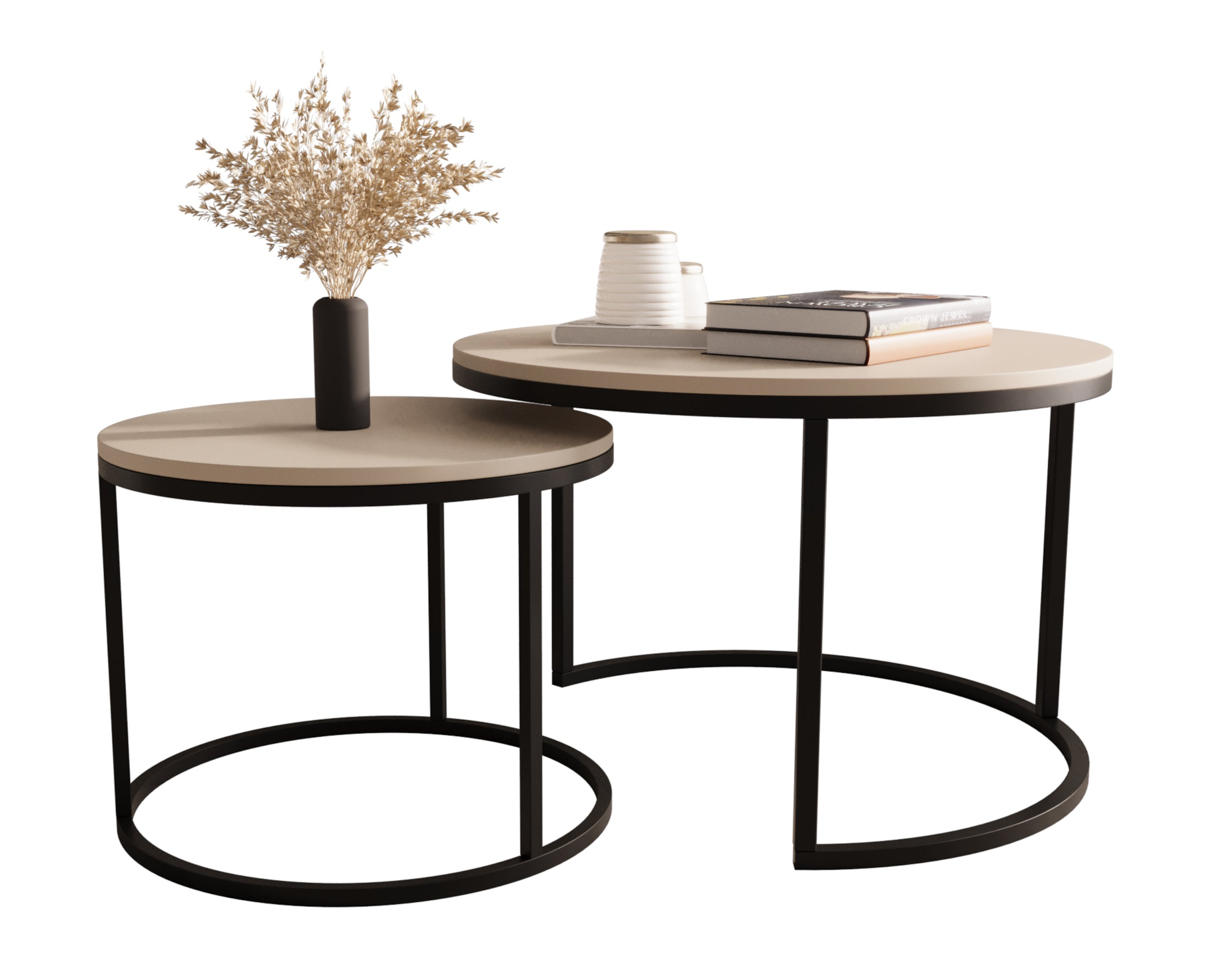 Zestaw dwóch stolików kawowych Sabello okrągłe 70 i 50 cm Kaszmir