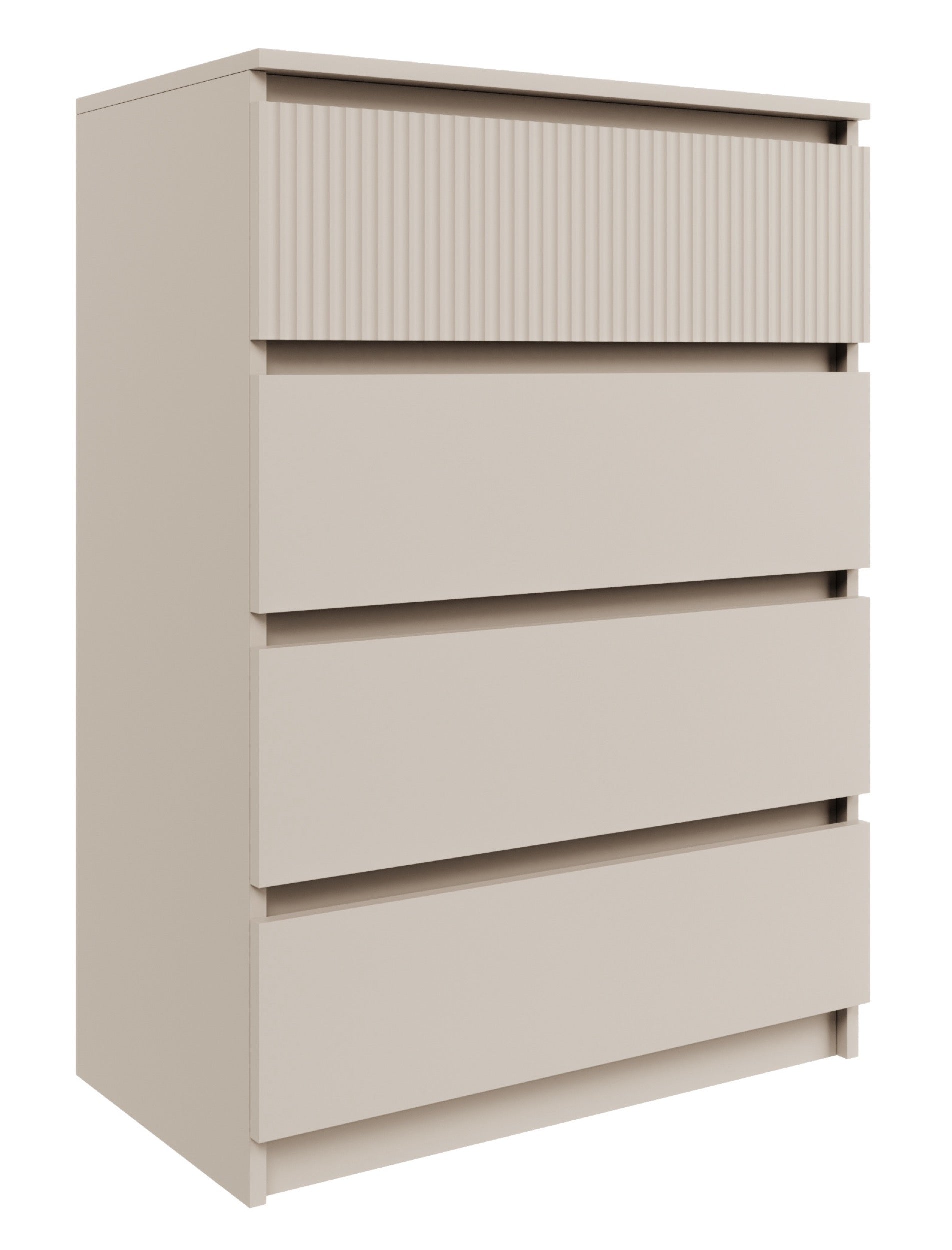 Komoda Sandia z czterema szufladami i ryflowanym frontem 70 cm kaszmir