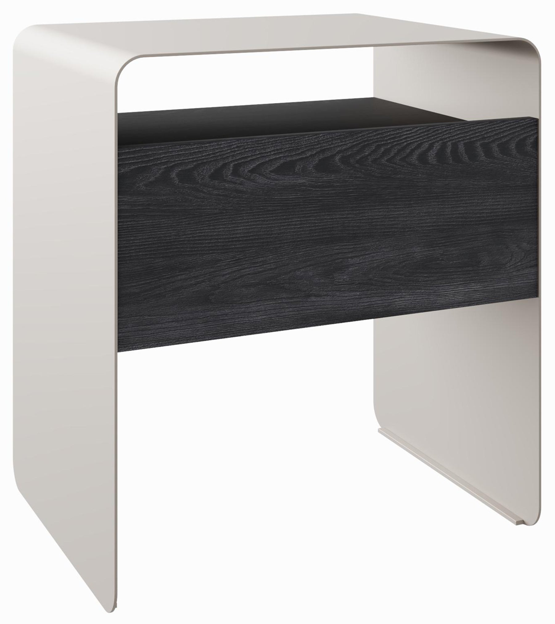 Stolik nocny Lunero z szufladą 45 cm czarny/zaokrąglona rama kaszmir