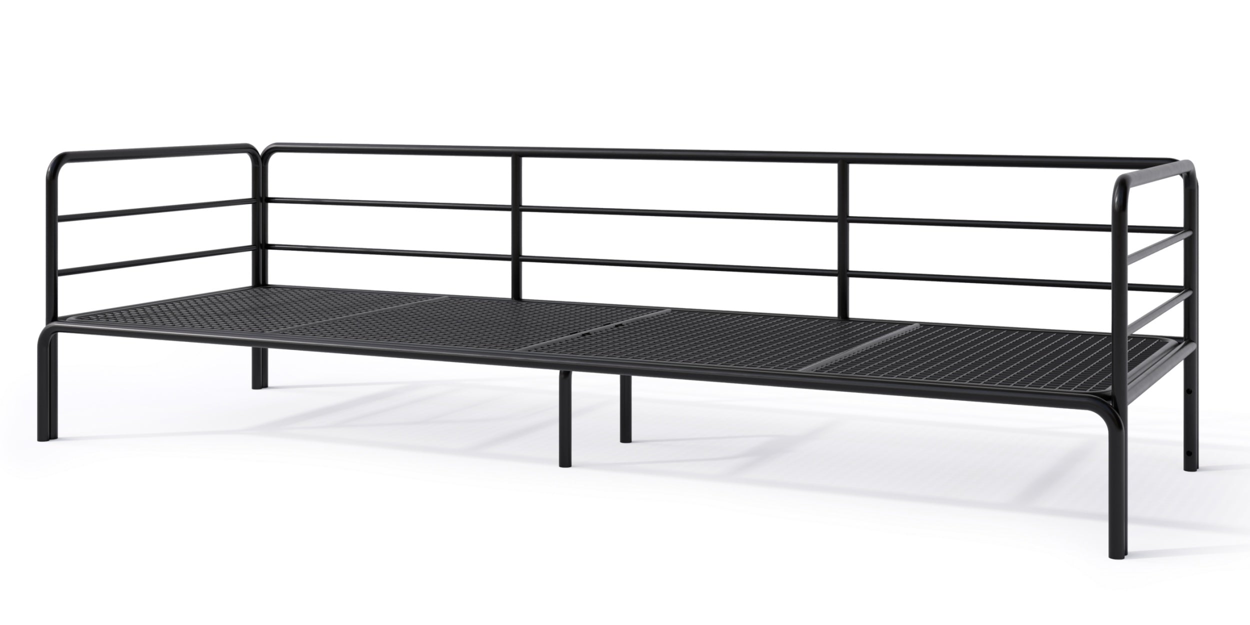 Sofa ogrodowa trzyosobowa Worcully w tkaninie hydrofobowej antracytowa/ czarny stelaż