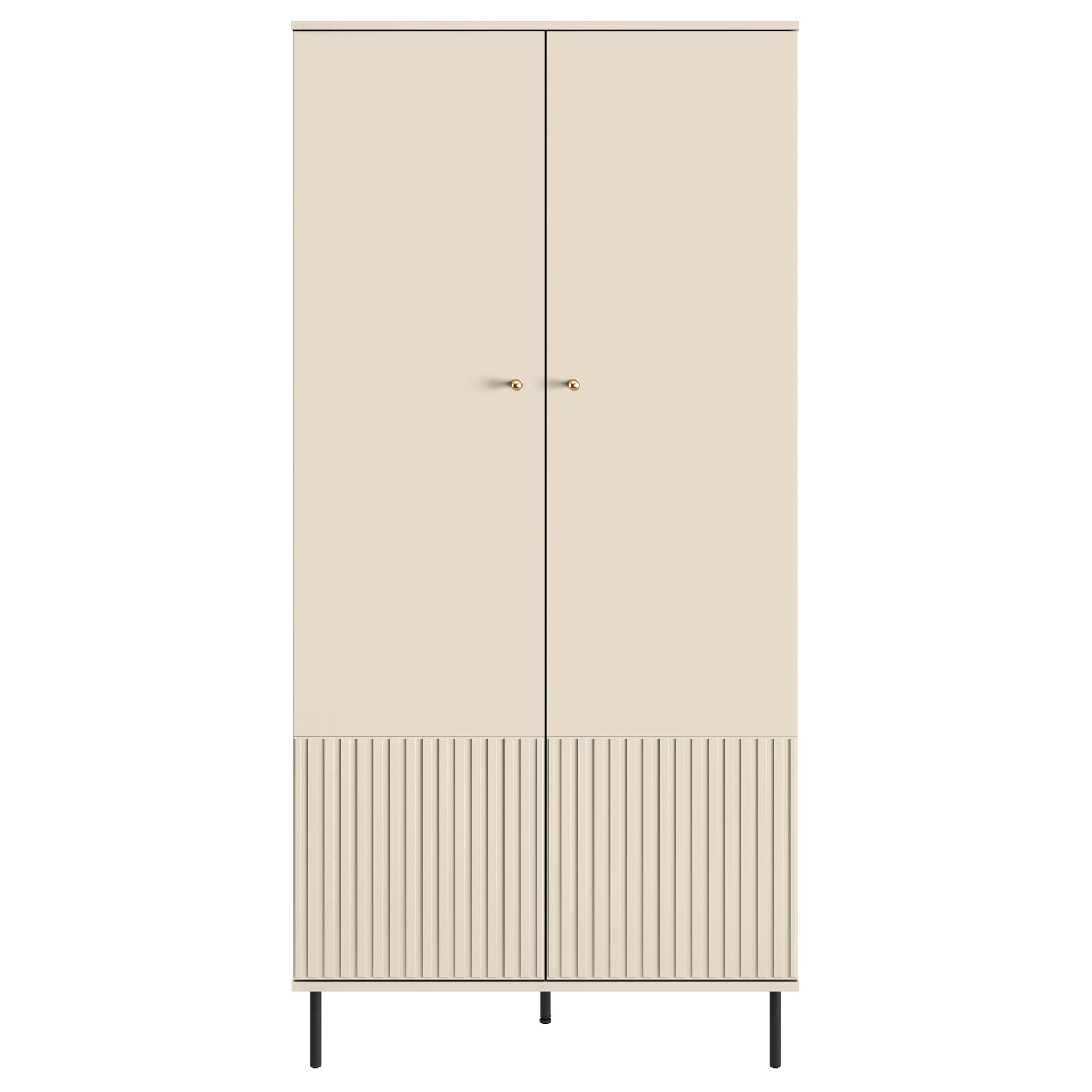 Szafa dwudrzwiowa Caletto 92 cm ozdobne lamele beżowa