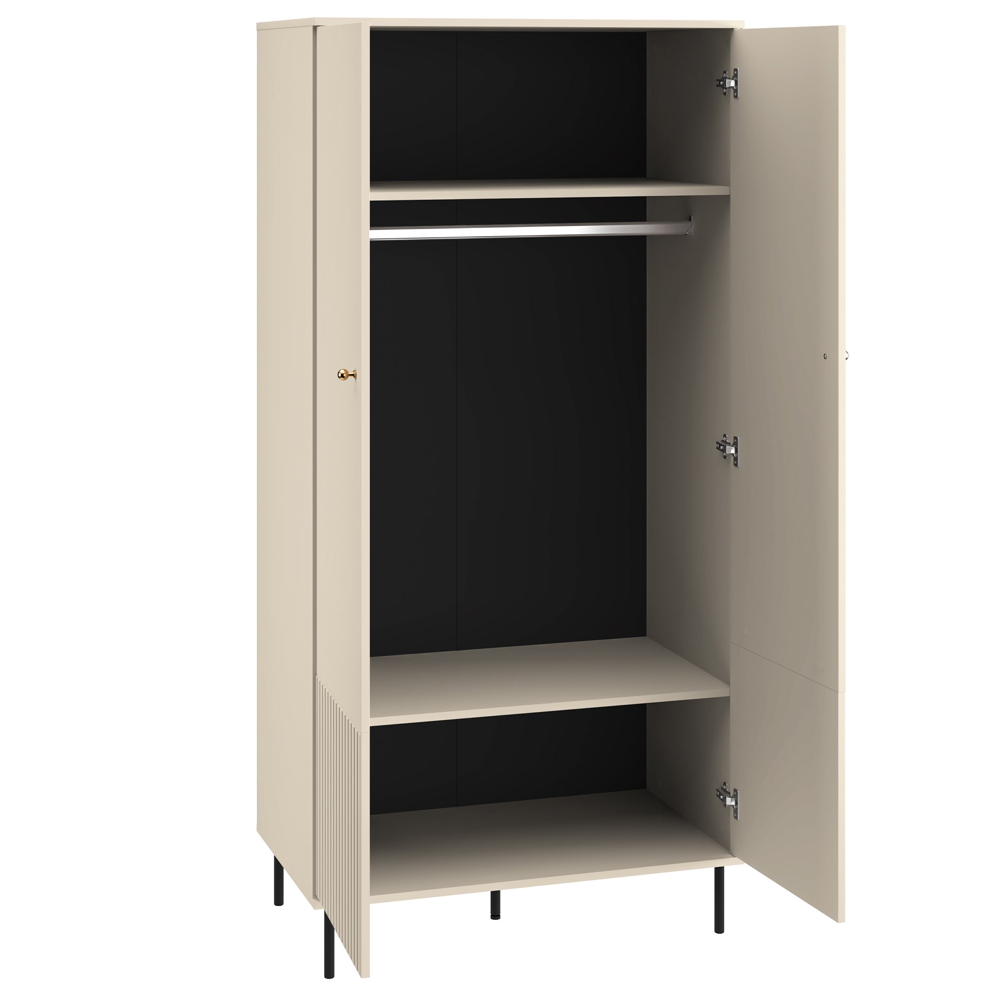 Szafa dwudrzwiowa Caletto 92 cm ozdobne lamele beżowa