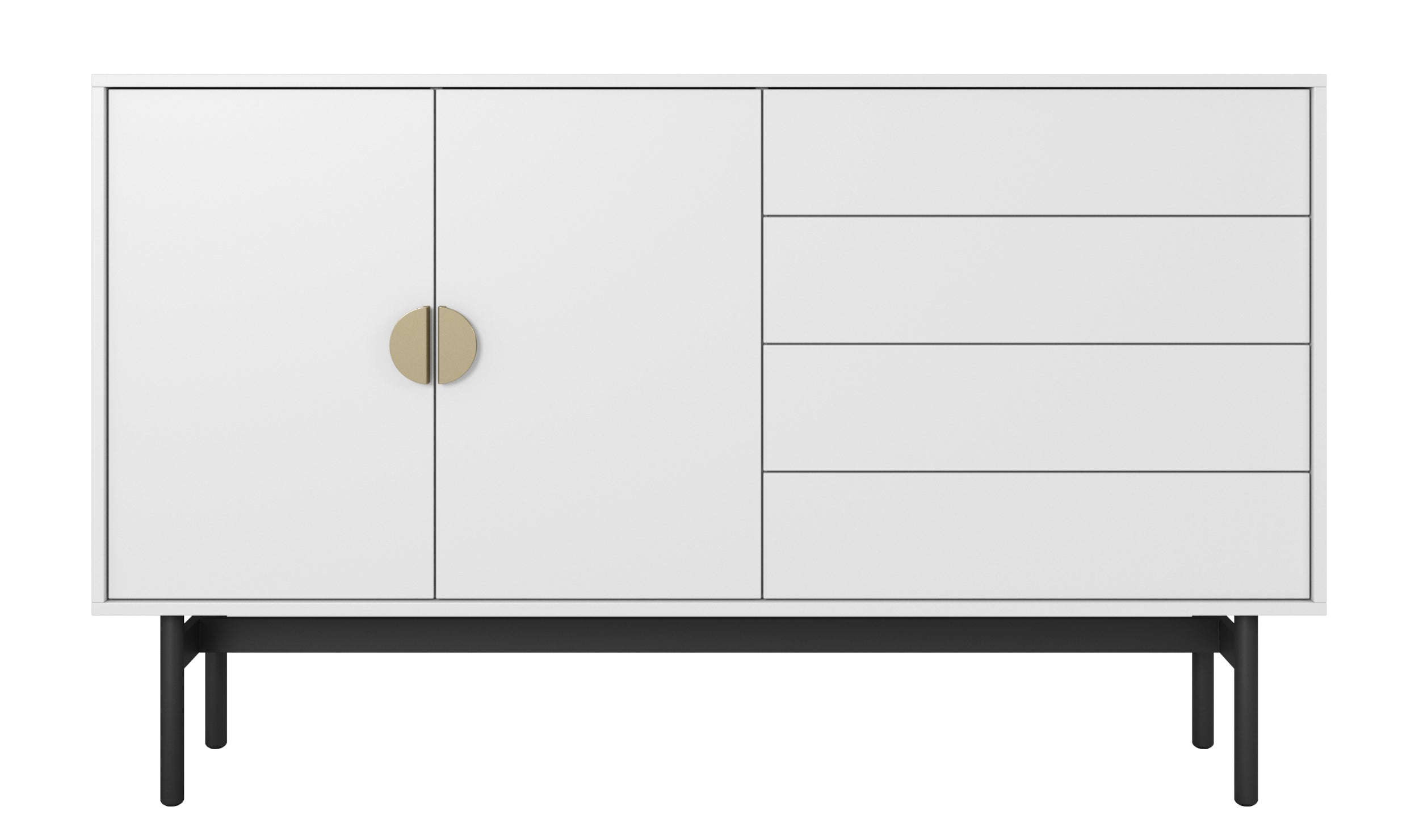 Komoda dwudrzwiowa Stoon z czterema szufladami 154 cm Biała