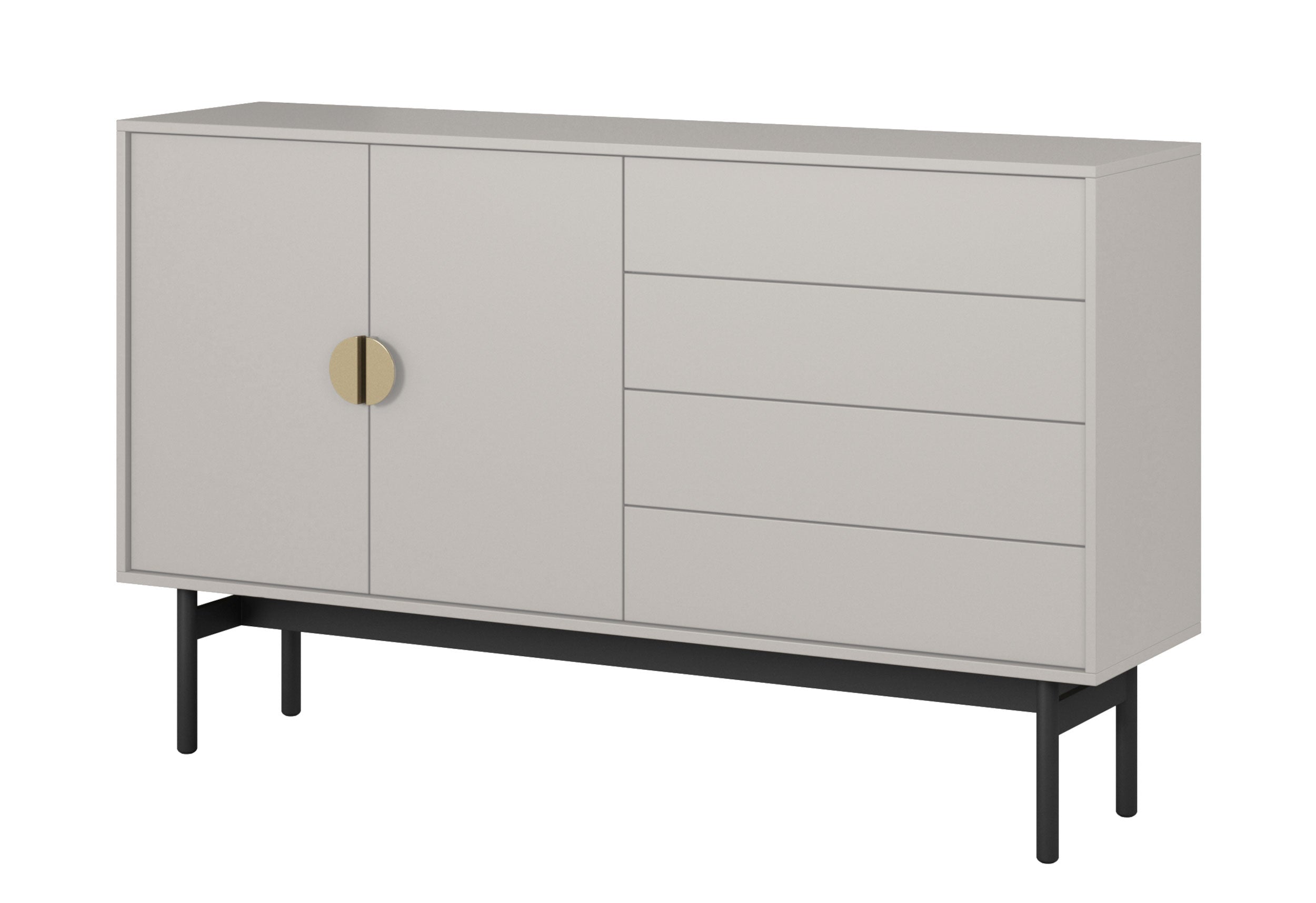 Komoda dwudrzwiowa Stoon z czterema szufladami 154 cm Szary beż