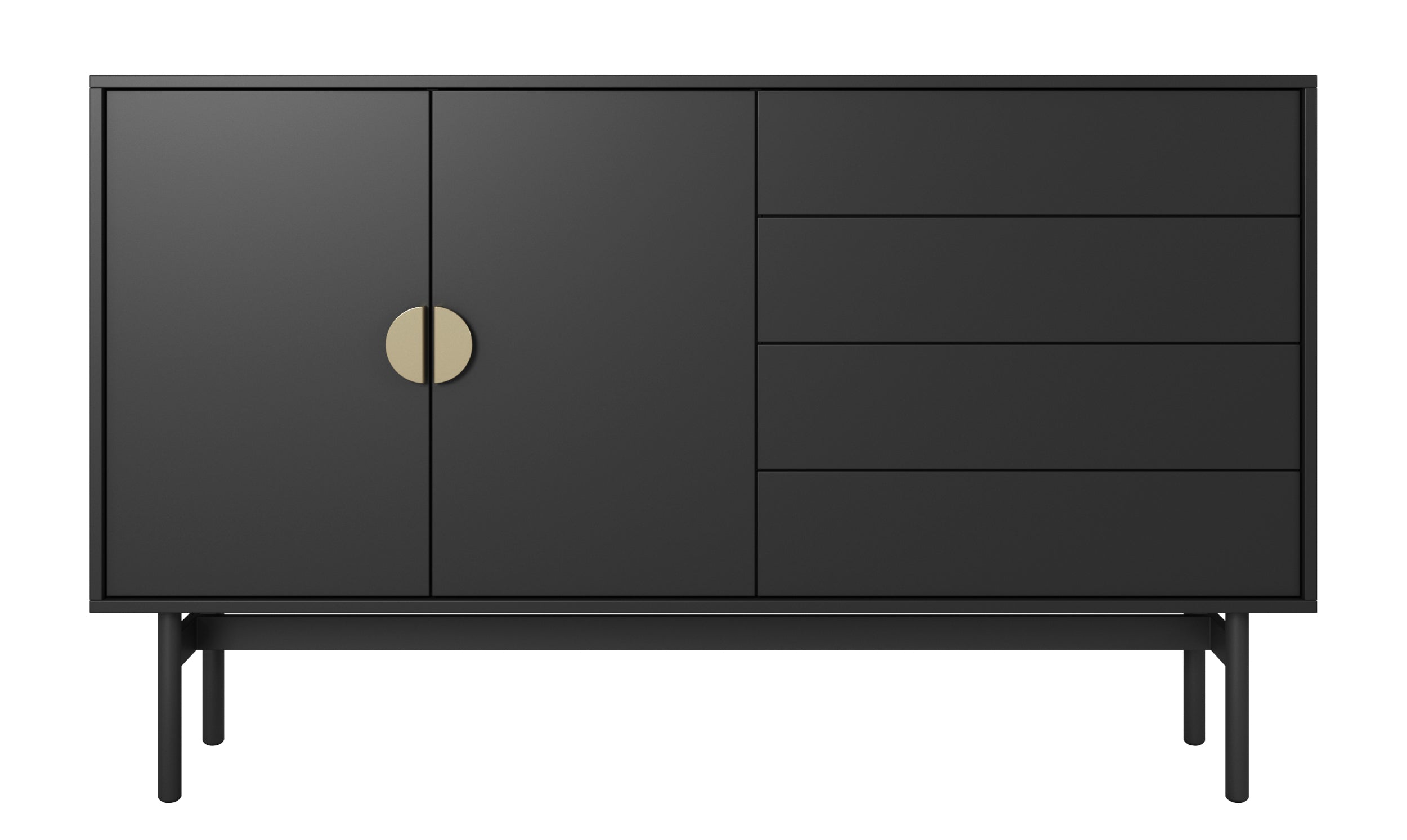 Komoda dwudrzwiowa Stoon z czterema szufladami 154 cm Czarna
