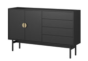 Komoda dwudrzwiowa Stoon z czterema szufladami 154 cm Czarna