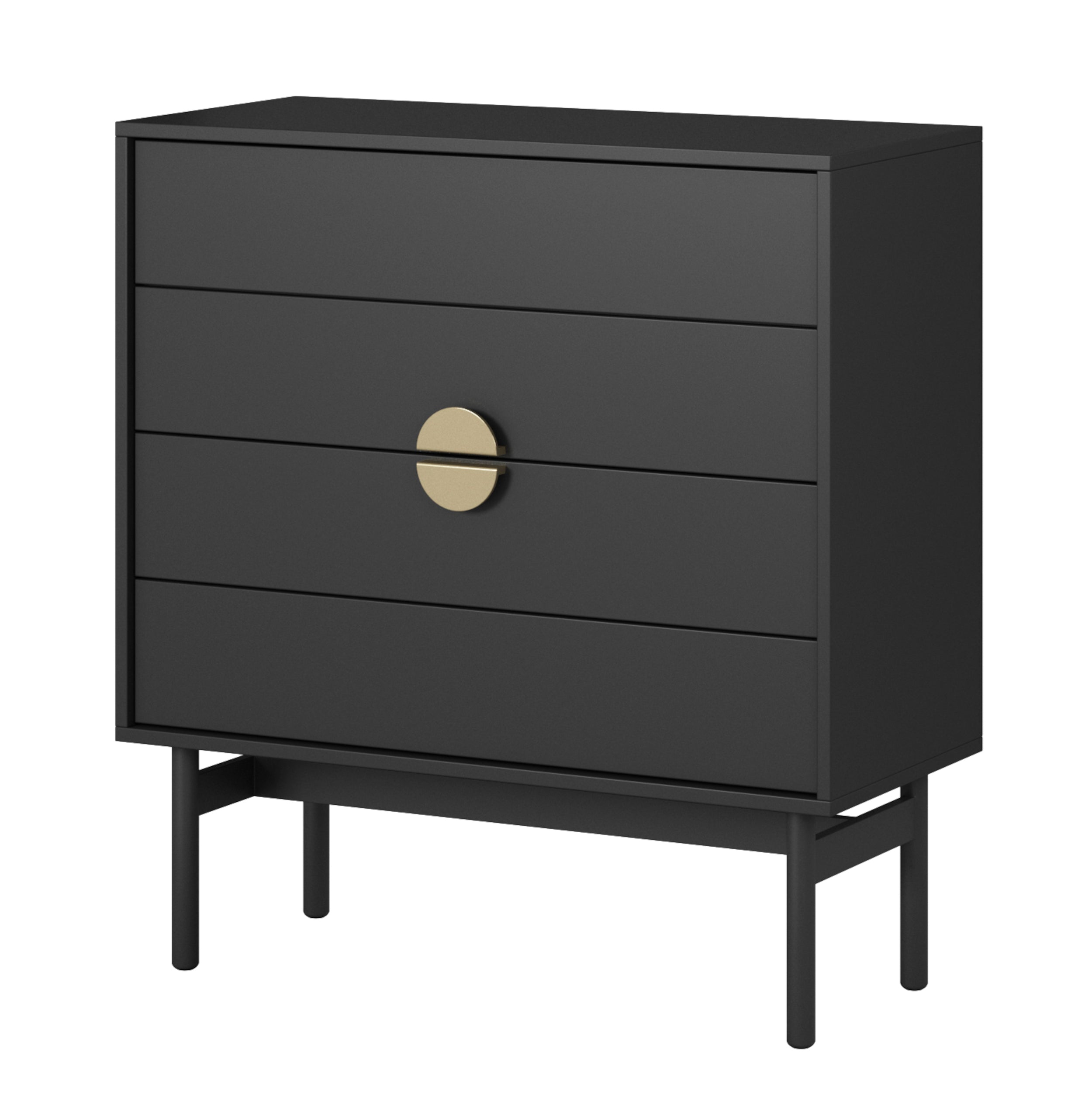 Komoda Stoon z czterema szufladami 85 cm Czarna