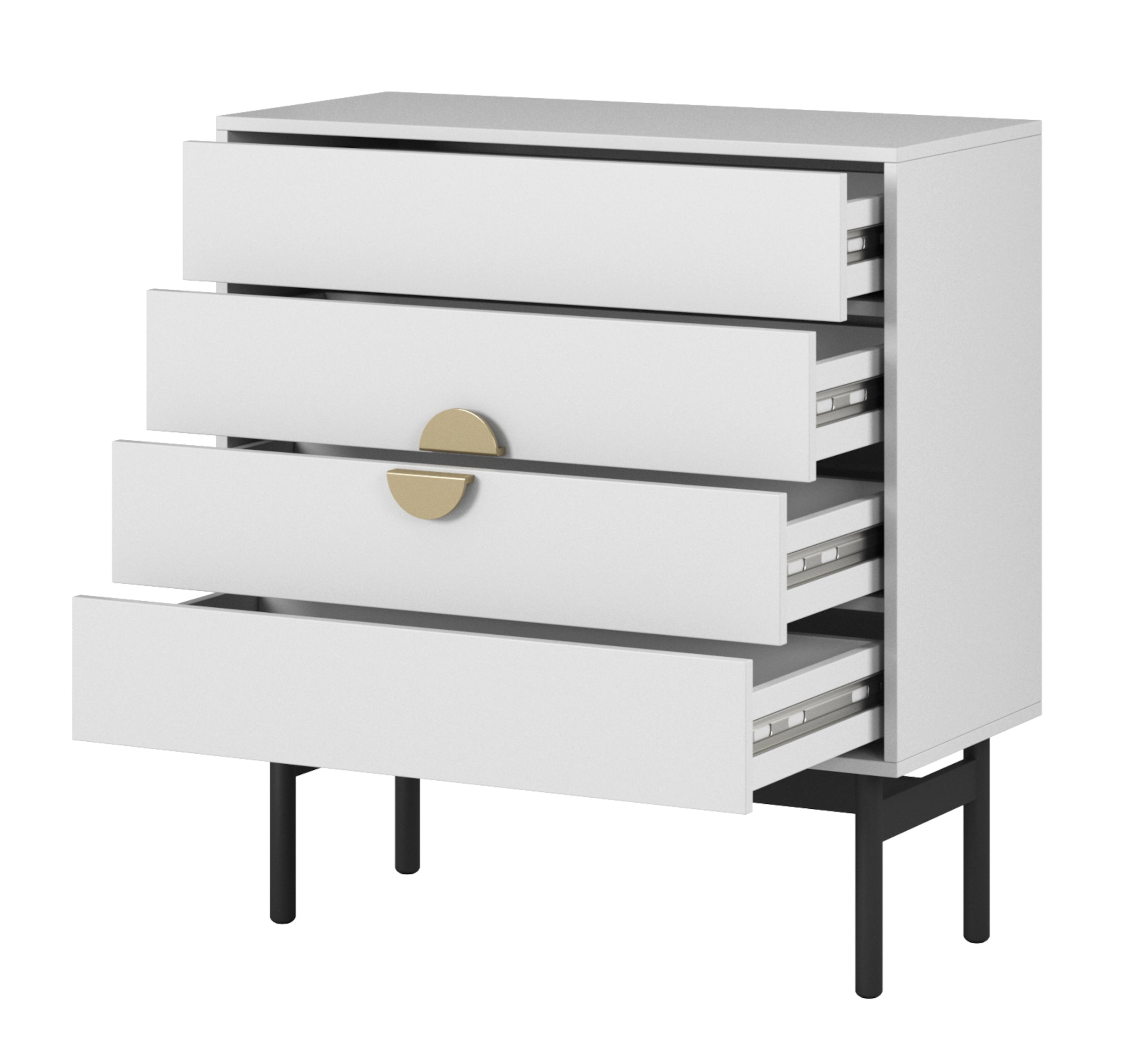 Komoda Stoon z czterema szufladami 85 cm Biała