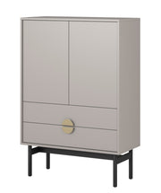 Komoda dwudrzwiowa Stoon z dwoma szufladami 85 cm Szary beż