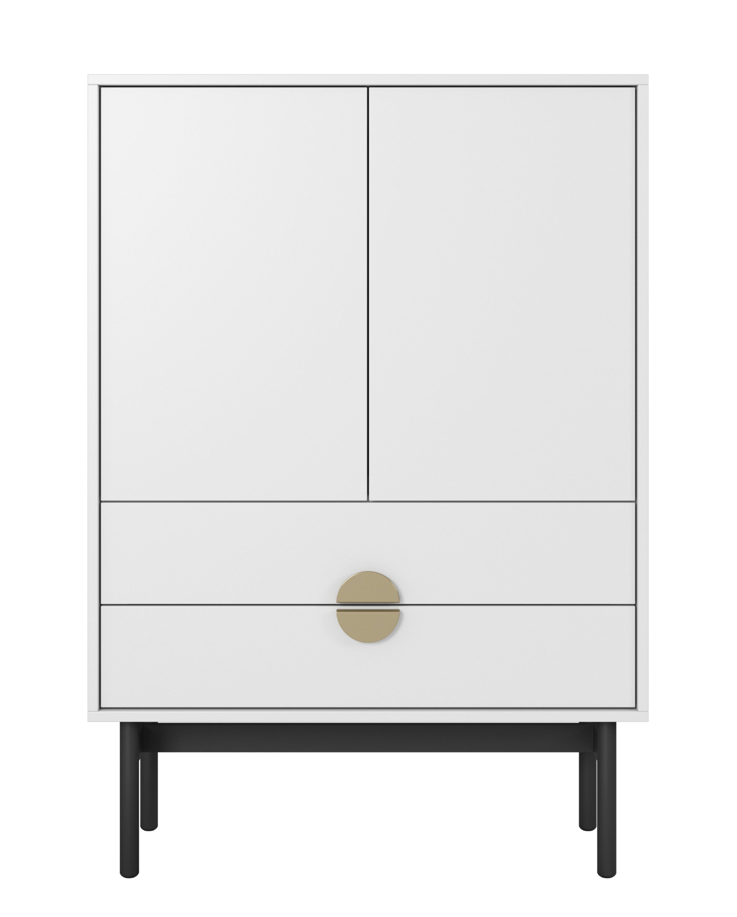 Komoda dwudrzwiowa Stoon z dwoma szufladami 85 cm Biała