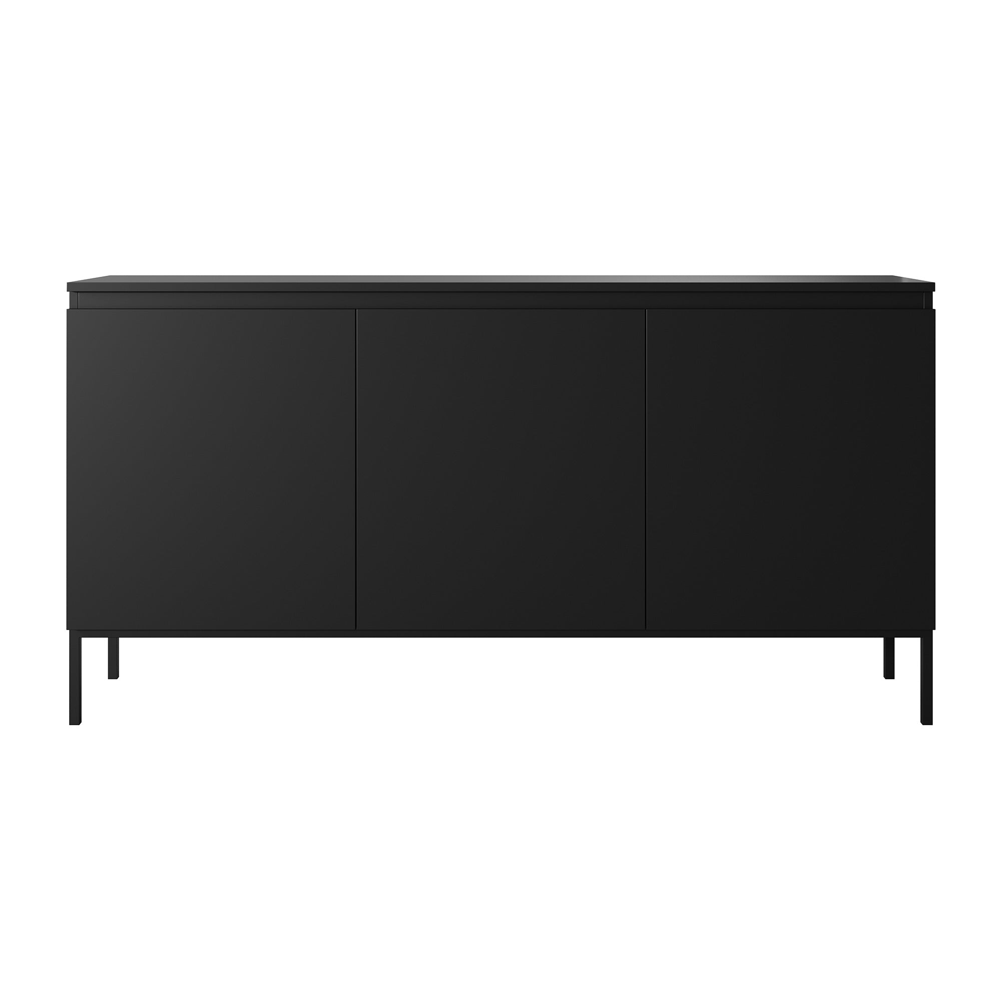 Komoda trzydrzwiowa Bemmi 150 cm czarna z czarnymi nogami