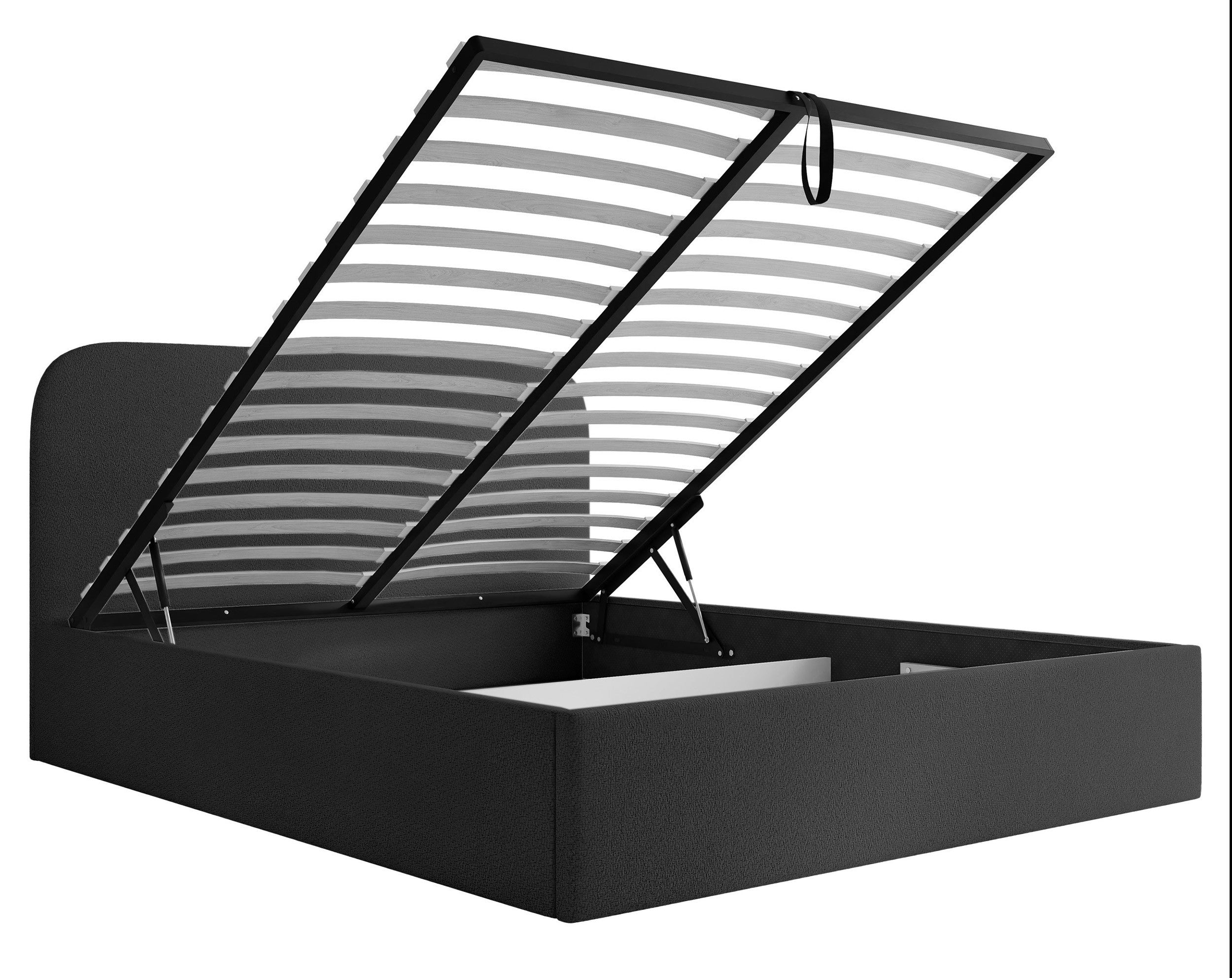 Łóżko tapicerowane 180x200 cm Sonvivo z pojemnikiem na pościel ciemnozielone szenil stelaż metalowy