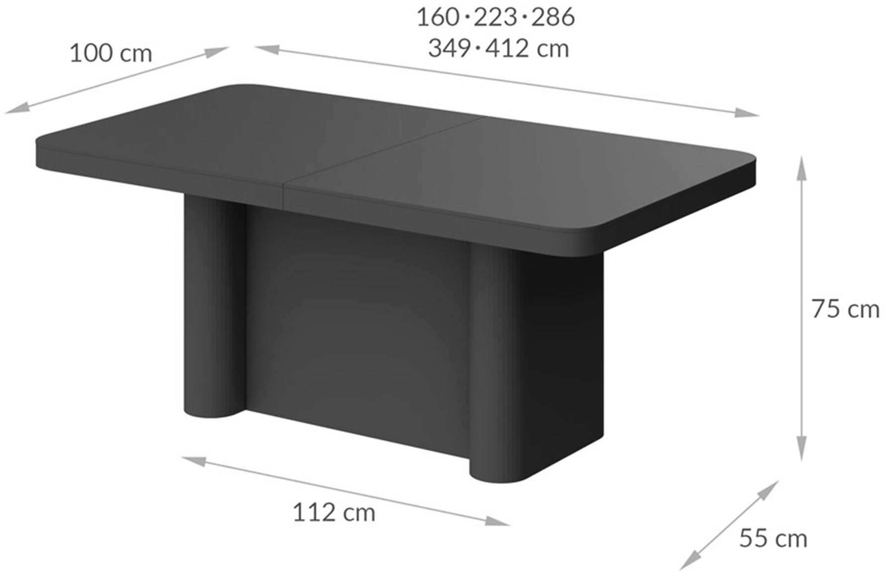 Stół rozkładany Dictivve 160-412x100 cm granatowy mat