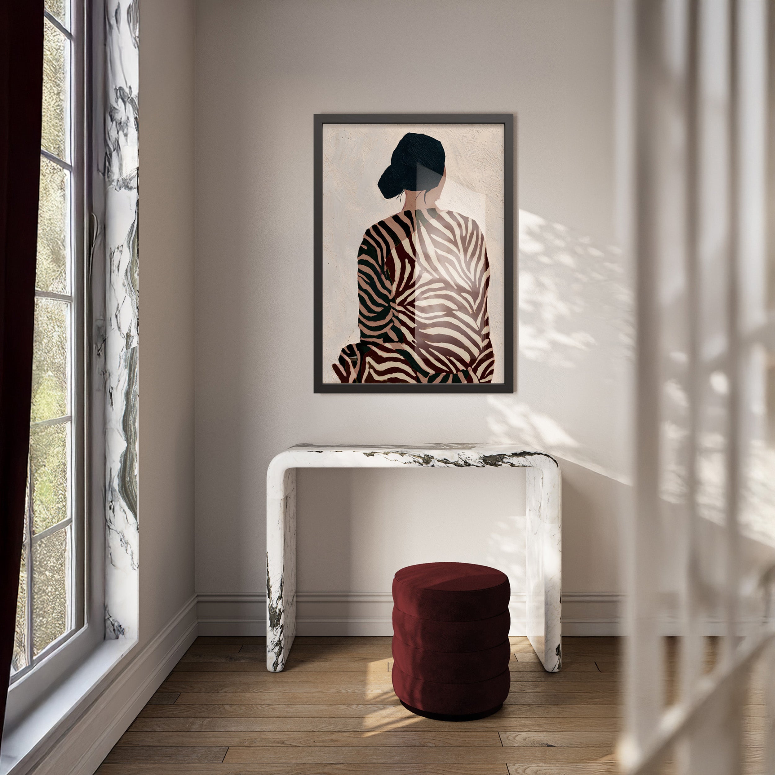 Obraz w czarnej ramie Striped Robe 70x50 cm