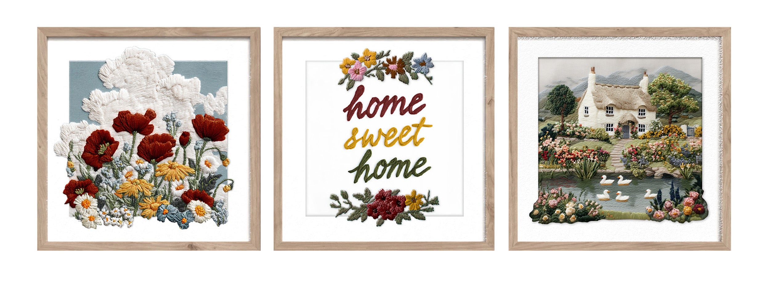 Zestaw trzech obrazów z elementami 3D Sweet Home 30x30 cm