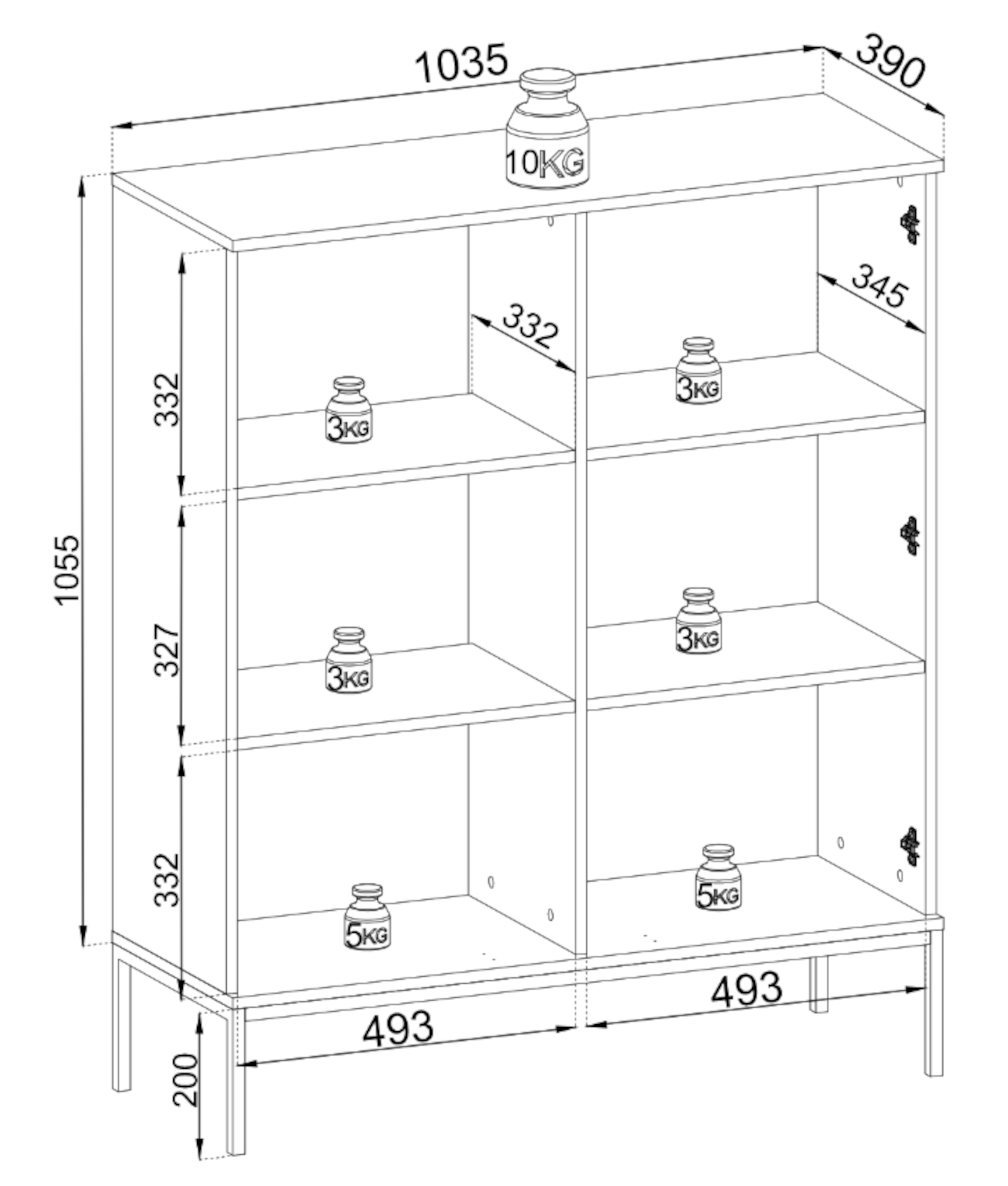 Witryna Tosena dwudrzwiowa z oświetleniem LED 104 cm Kaszmir