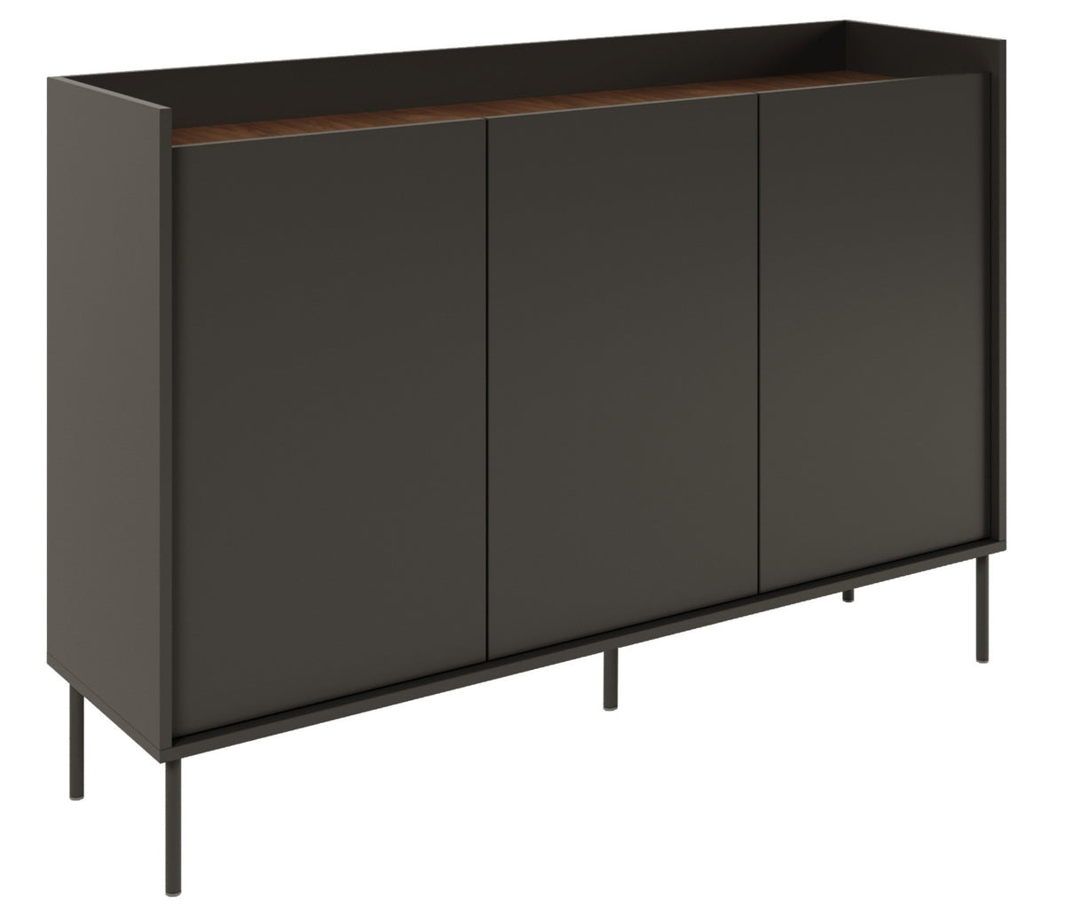 Komoda trzydrzwiowa Tovi 140 cm czarny/orzech wisconsin
