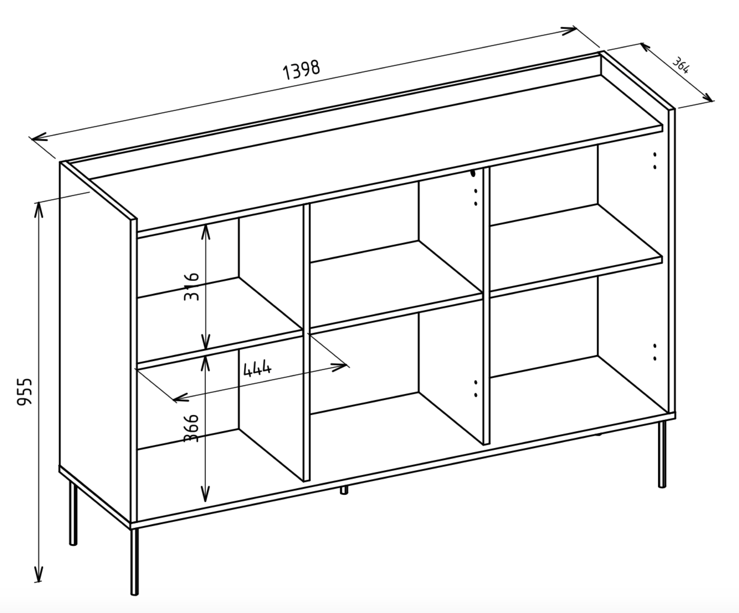 Komoda trzydrzwiowa Tovi 140 cm kaszmir/dąb lindberg