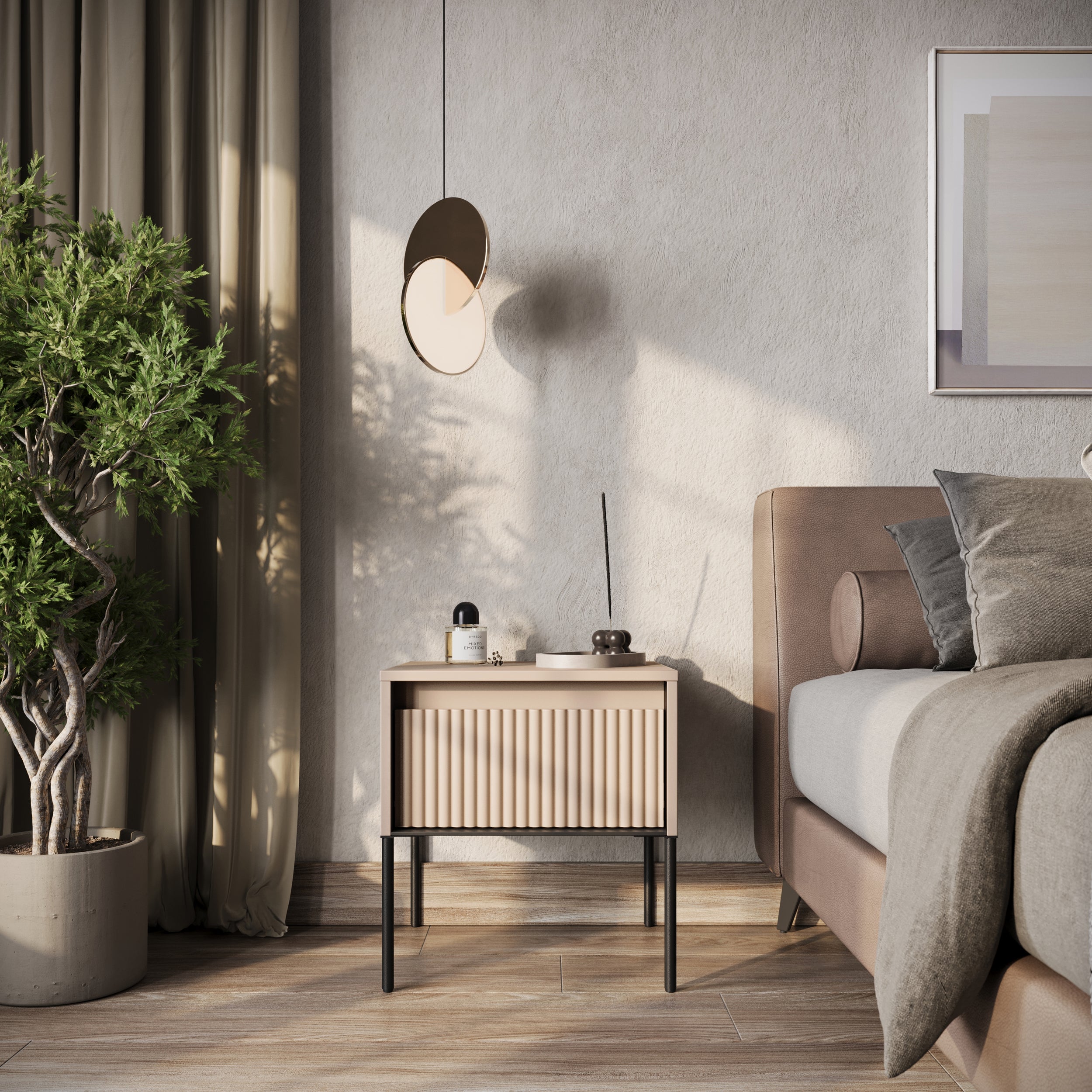 Szafka nocna Trend 46 cm z LED Beżowa