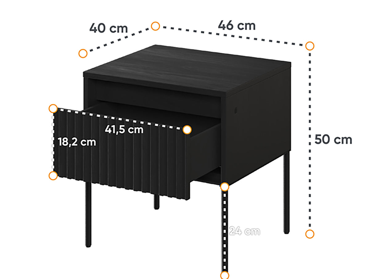 Szafka nocna Trend 46 cm z LED Czarna