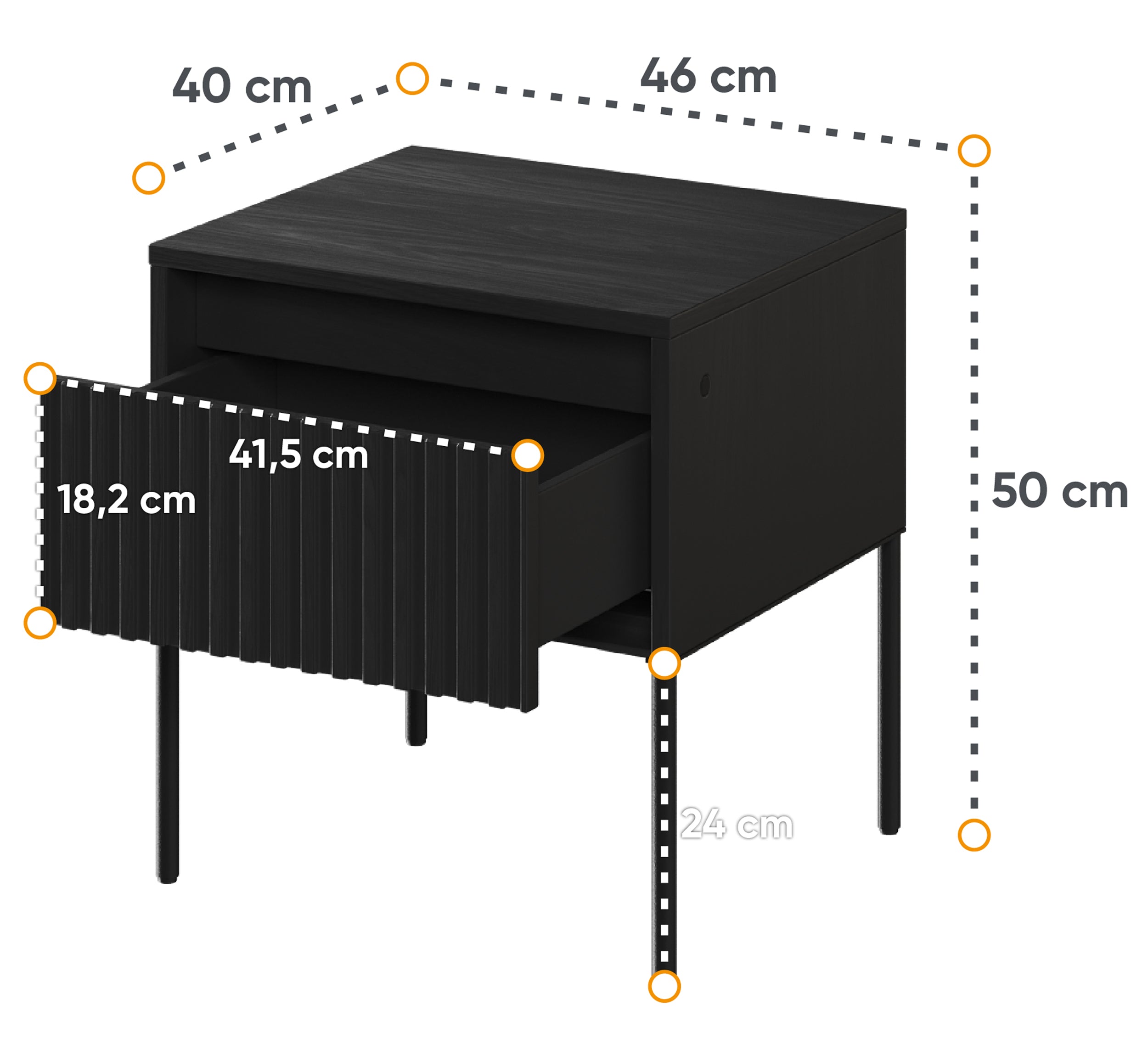 Szafka nocna Trend 46 cm z LED Czarna