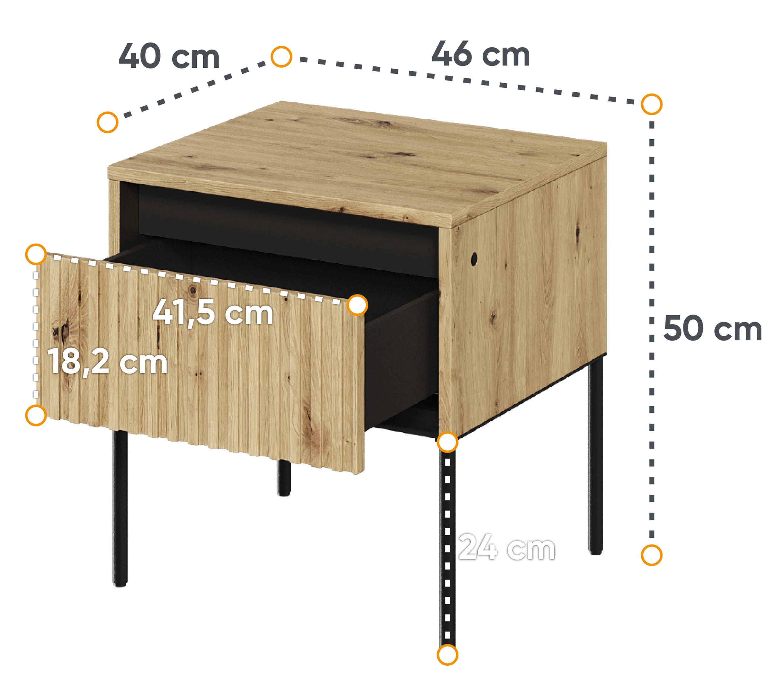 Szafka nocna Trend 46 cm z LED Dąb artisan