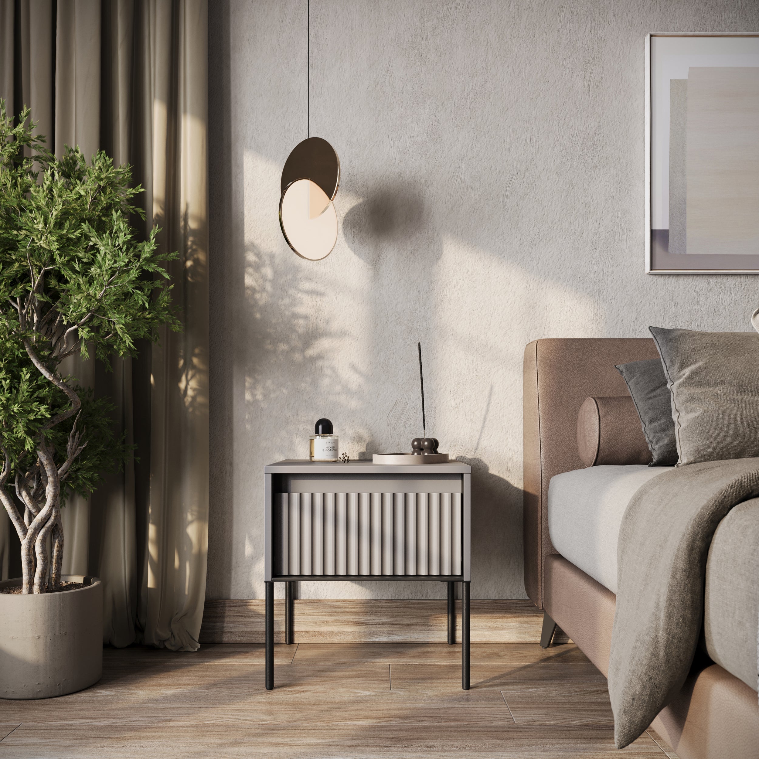 Szafka nocna Trend 46 cm z LED Szara