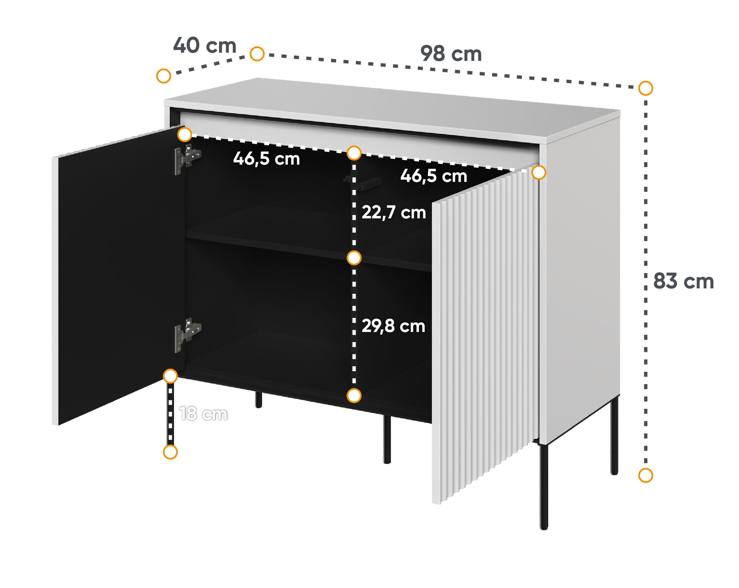 Komoda dwudrzwiowa Trend 98 cm z LED Biała