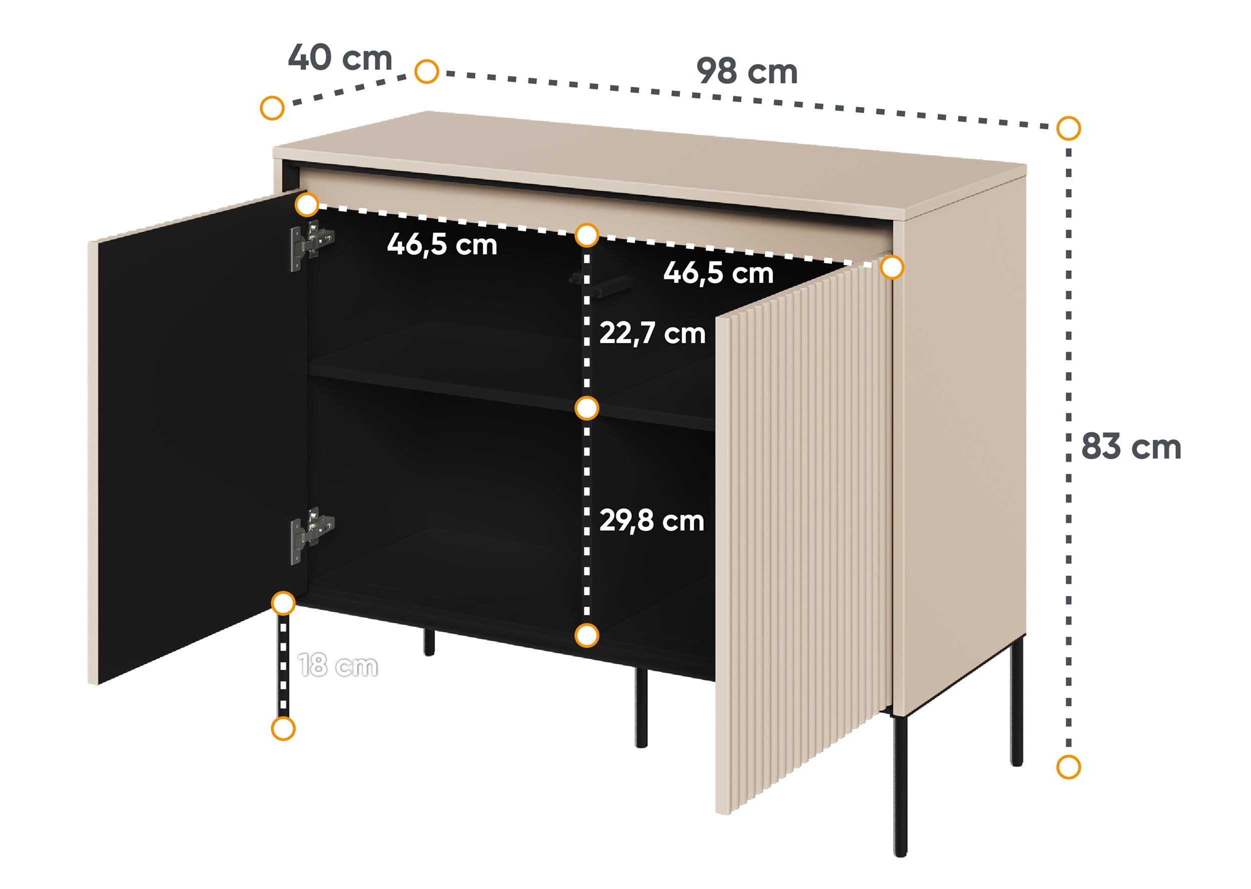 Komoda dwudrzwiowa Trend 98 cm z LED Beżowa