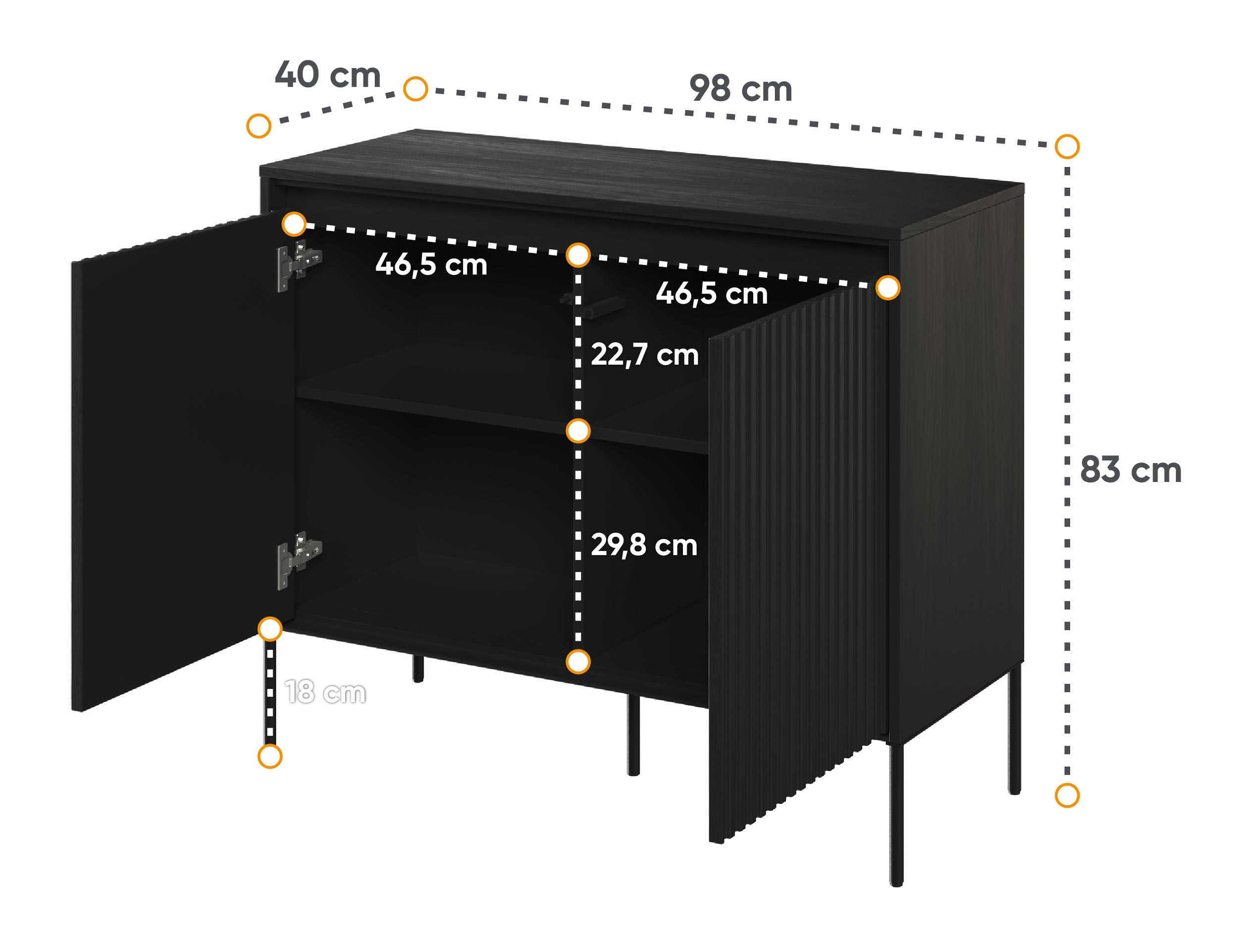 Komoda dwudrzwiowa Trend 98 cm z LED Czarna