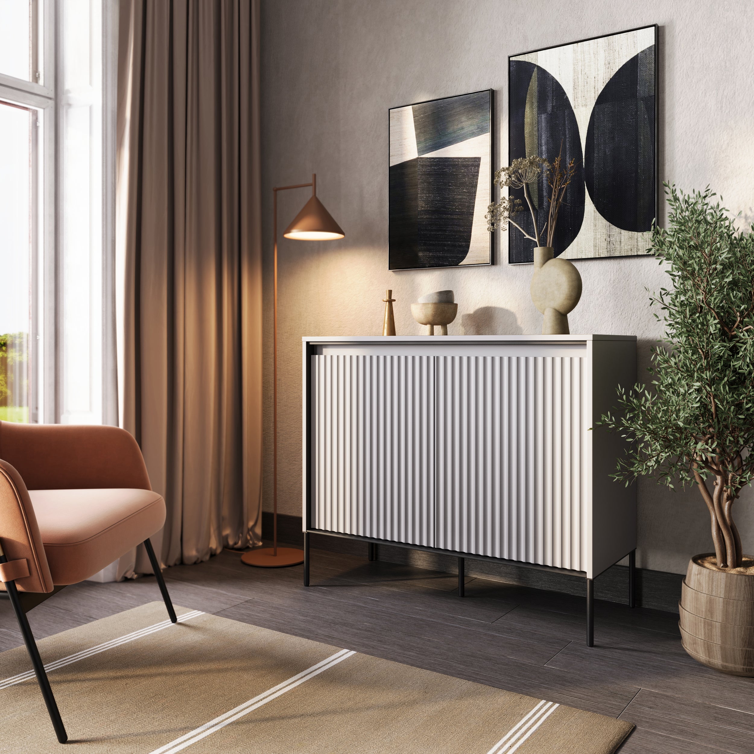 Komoda dwudrzwiowa Trend 98 cm z LED Szara
