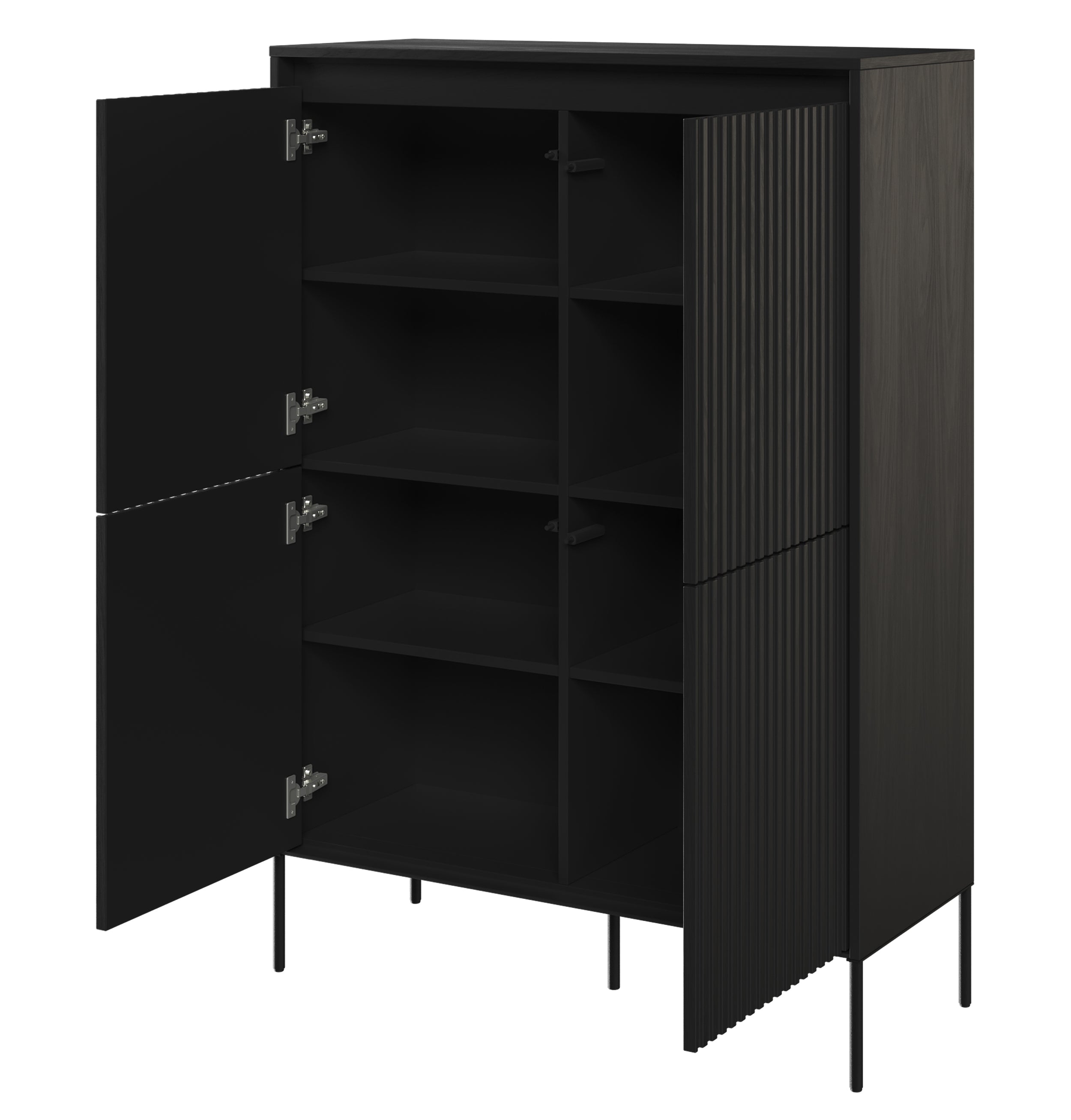 Komoda czterodrzwiowa Trend wysoka 98 cm z LED Czarna