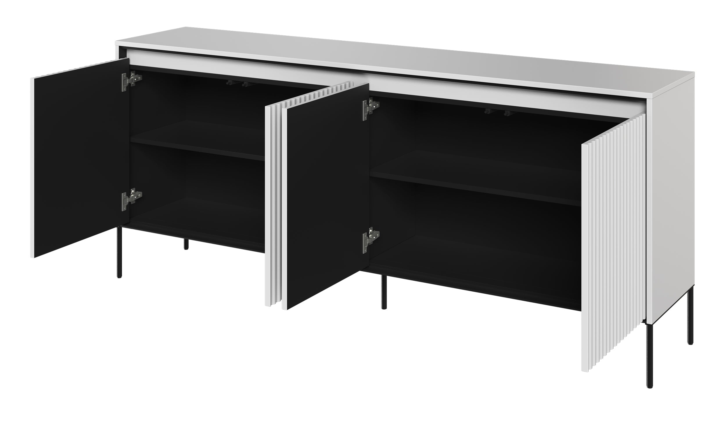 Komoda czterodrzwiowa Trend niska 193 cm z LED Biała