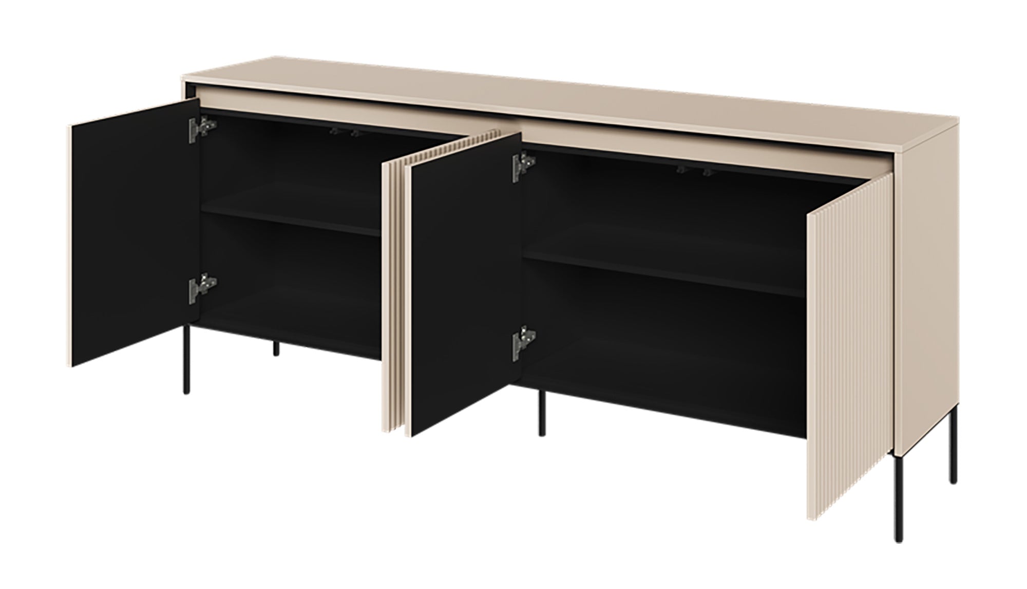 Komoda czterodrzwiowa Trend niska 193 cm z LED Beżowa