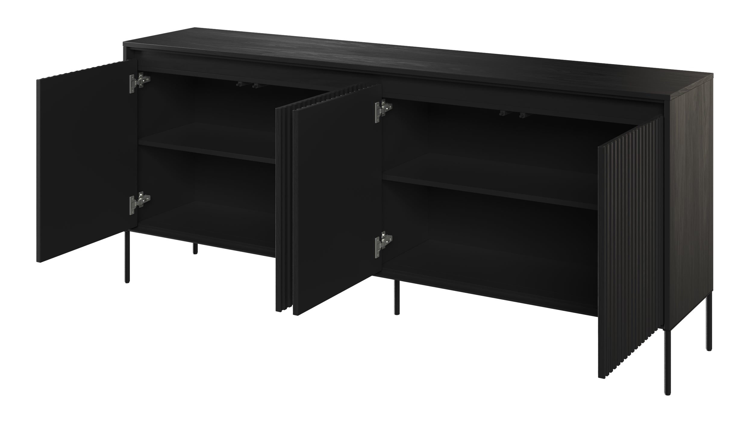 Komoda czterodrzwiowa Trend niska 193 cm z LED Czarna