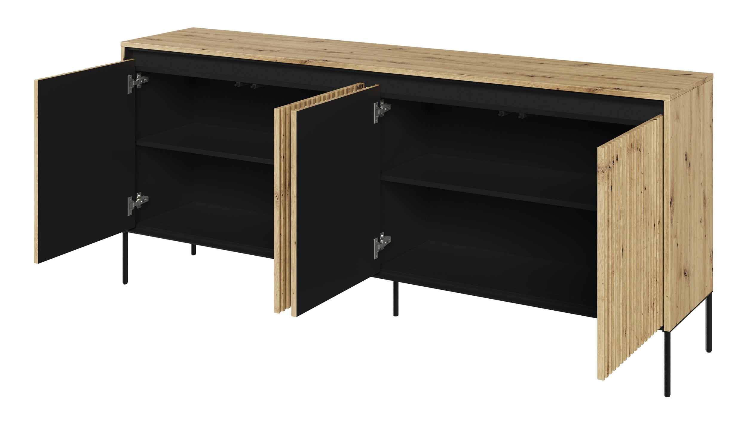 Komoda czterodrzwiowa Trend niska 193 cm z LED Dąb artisan